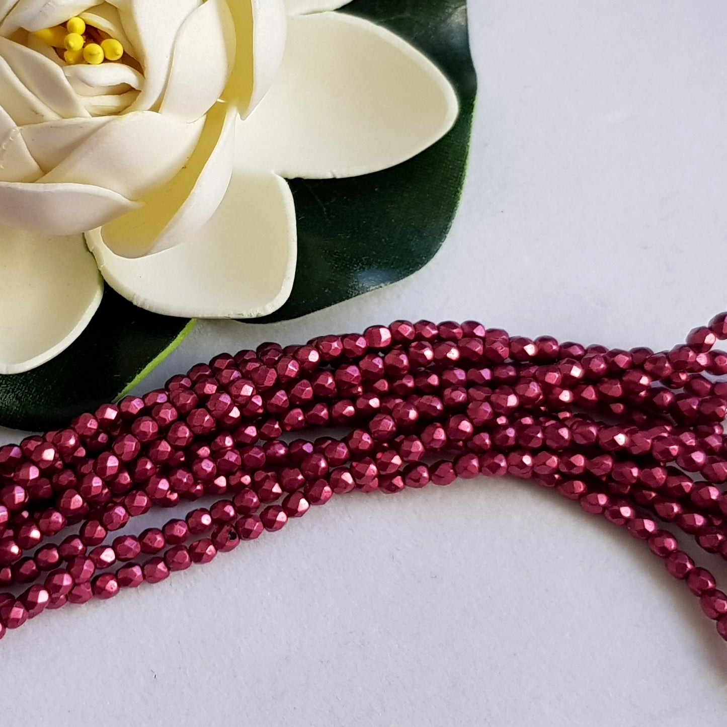 Czech Fire Polished 50 Bead Strand - Suede Gold Lily Pad 3mm Round Faceted | FP-08A09-CB-03 | Beading Supply