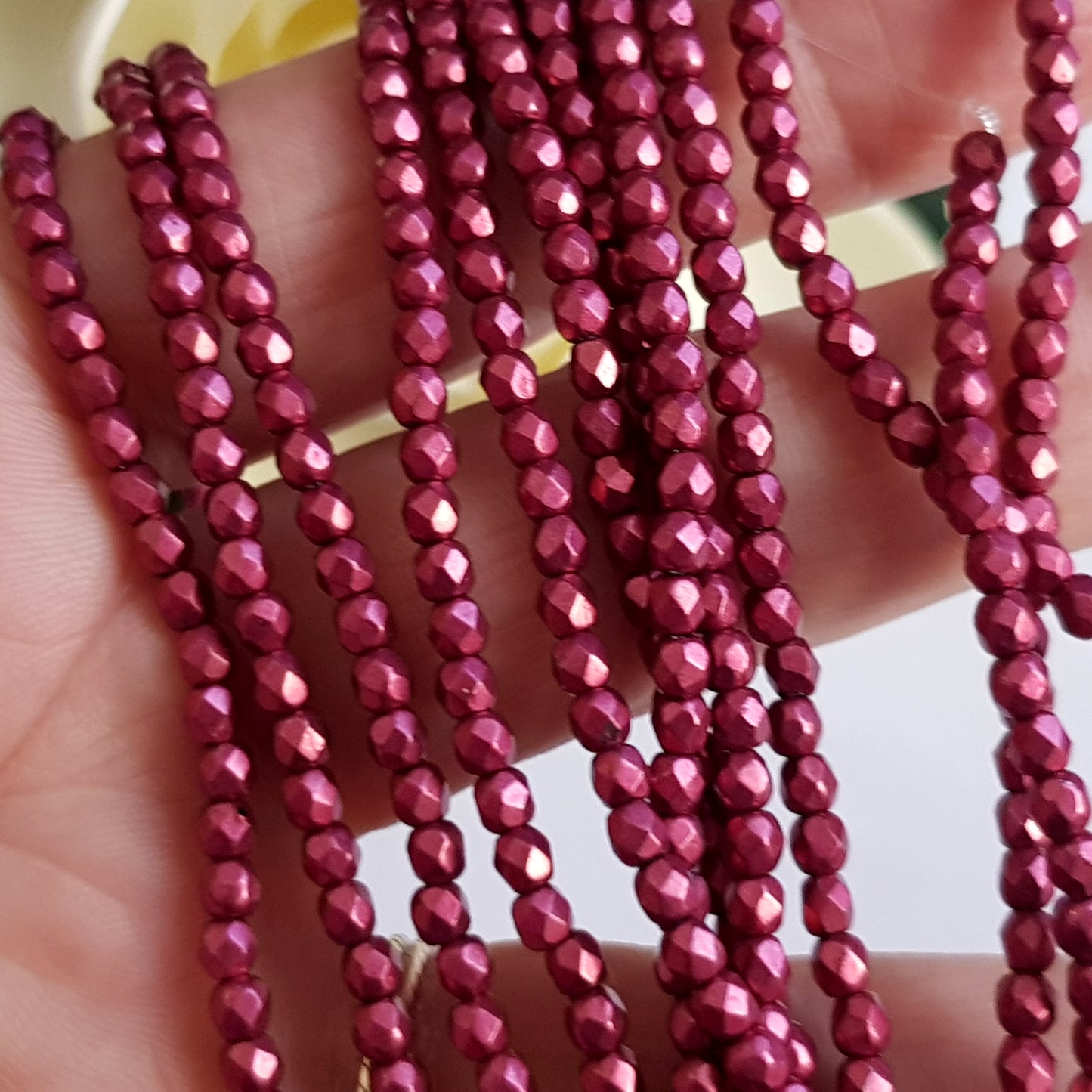 Czech Fire Polished 50 Bead Strand - Suede Gold Lily Pad 3mm Round Faceted | FP-08A09-CB-03 | Beading Supply