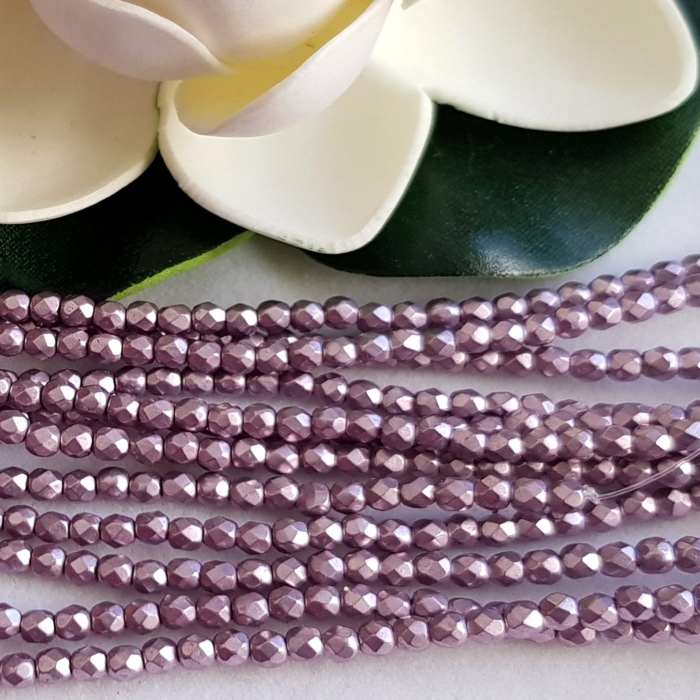 Czech Fire Polished 50 Bead Strand - Suede Gold Blackened Pearl 3mm Round Faceted | FP-08A10-CB-03 | Beading Supply