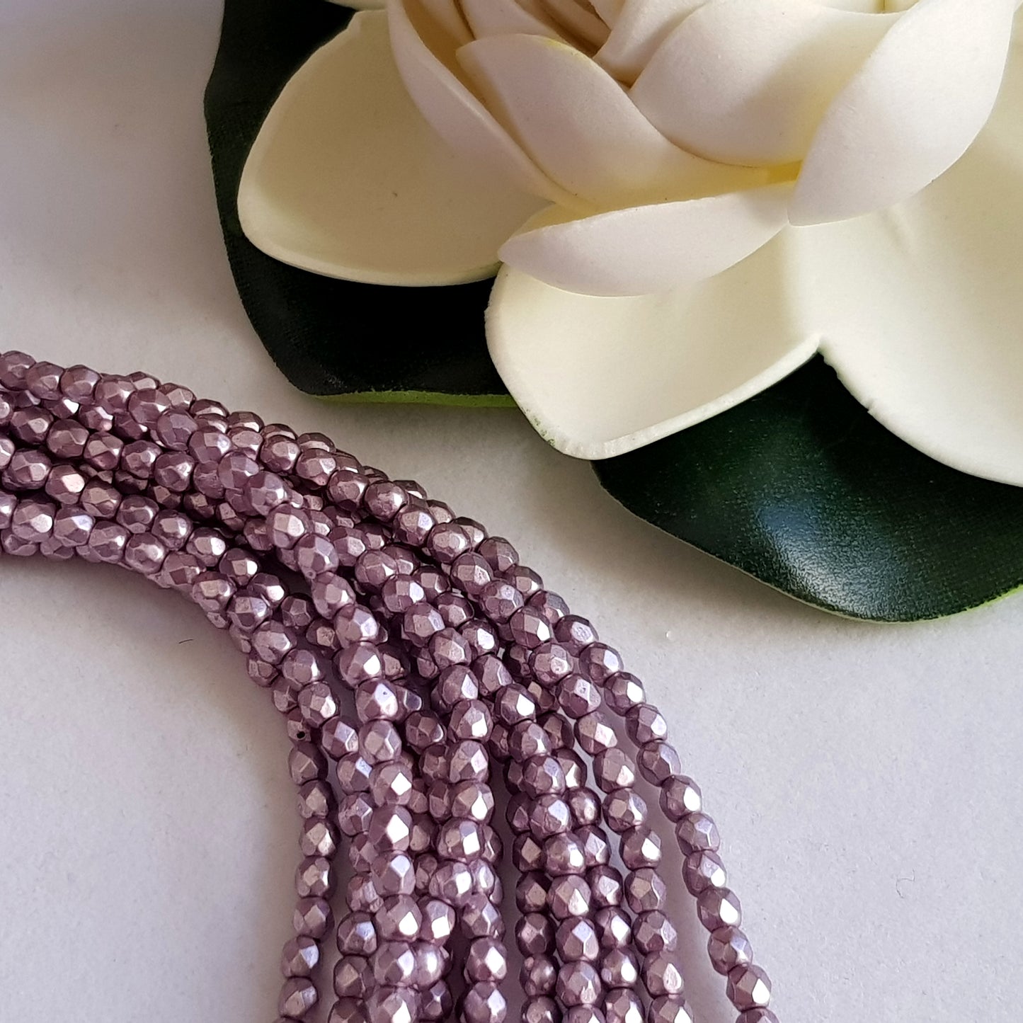 Czech Fire Polished 50 Bead Strand - Suede Gold Blackened Pearl 3mm Round Faceted | FP-08A10-CB-03 | Beading Supply