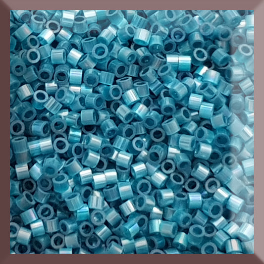 Aiko 11/0 TA-1573 Marine Blue Rainbow Fibre-Optic Iridescent Precision-Cut Cylinder Toho Seed Beads | Beading Supply