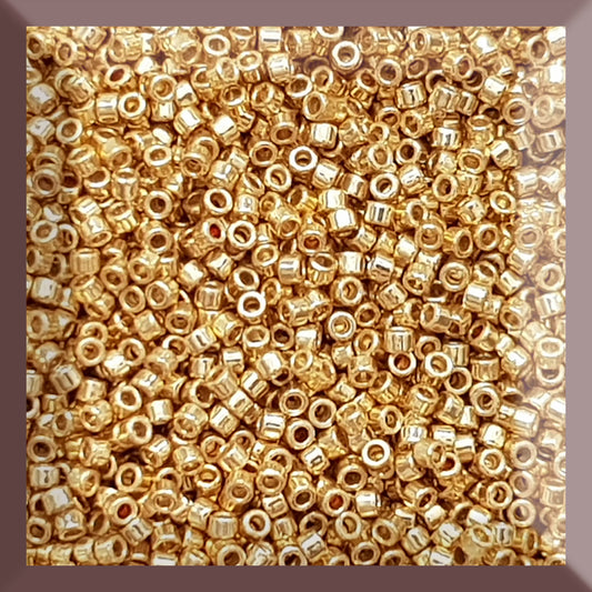 Aiko 11/0 TA-PF557 Starlight Gold Galvanized PermaFinish Precision-Cut Cylinder Toho Seed Beads | Beading Supply