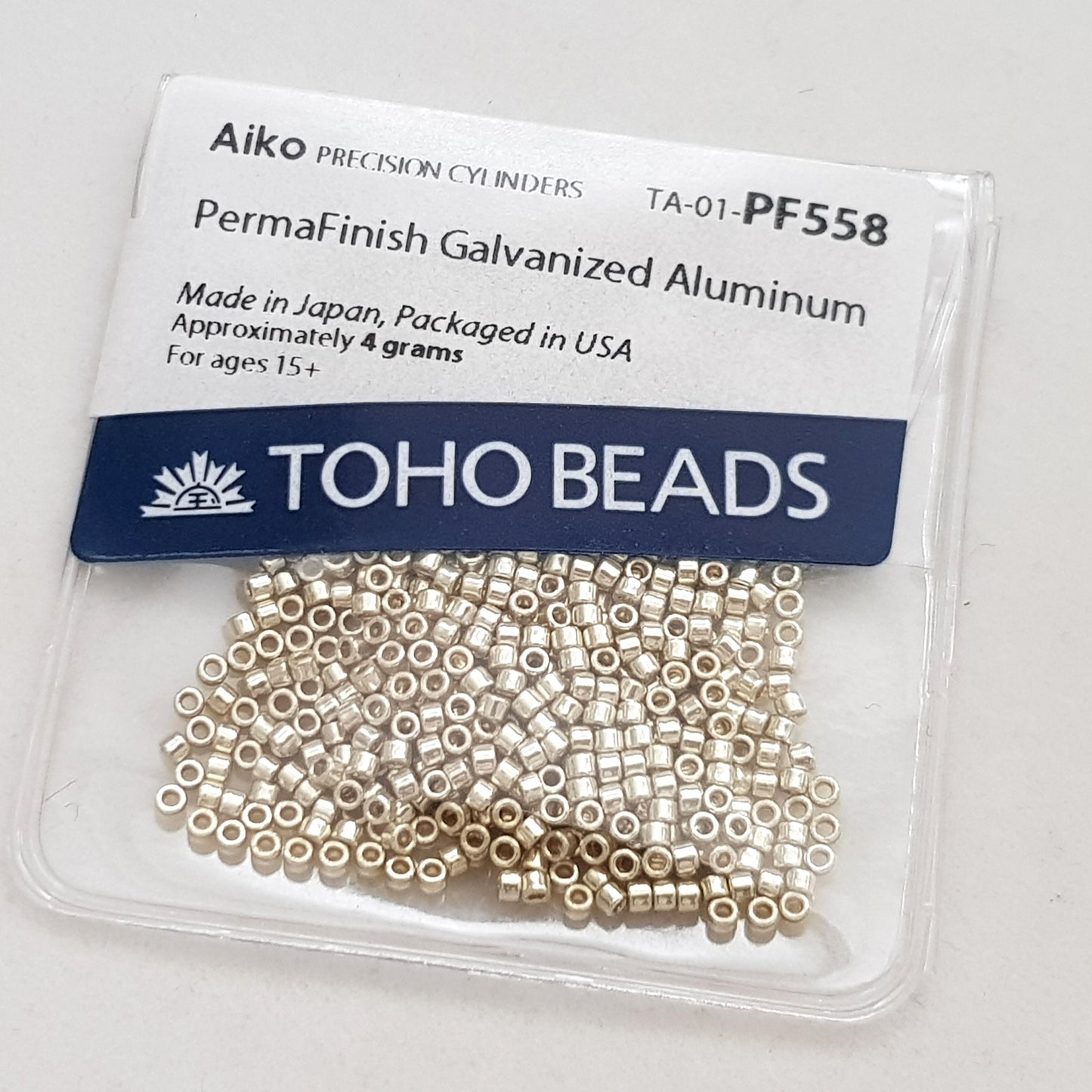 Aiko 11/0 TA-PF558 Aluminium Galvanized PermaFinish 4g Pre-Packed Precision-Cut Cylinder Toho Beads | Beading Supply