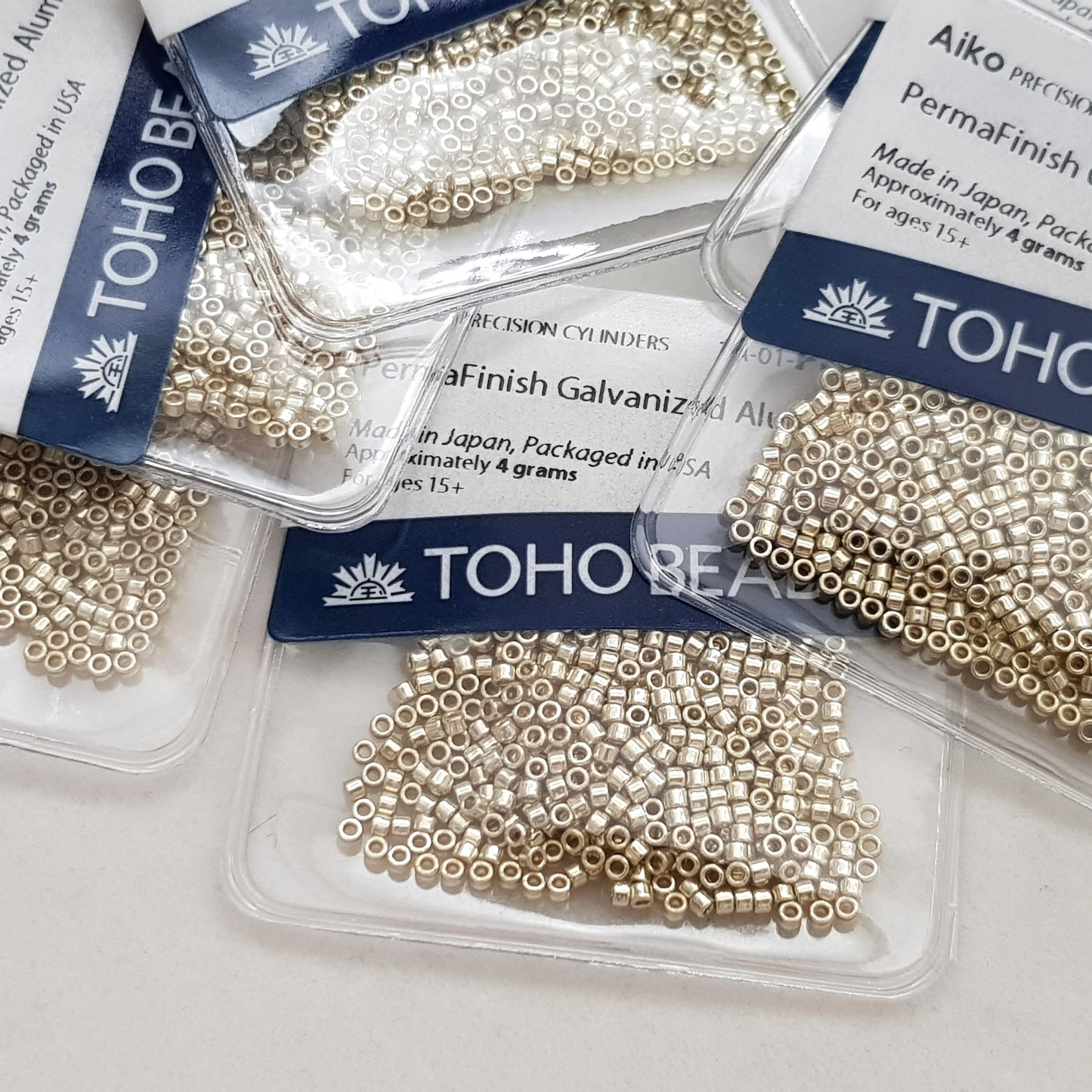 Aiko 11/0 TA-PF558 Aluminium Galvanized PermaFinish 4g Pre-Packed Precision-Cut Cylinder Toho Beads | Beading Supply