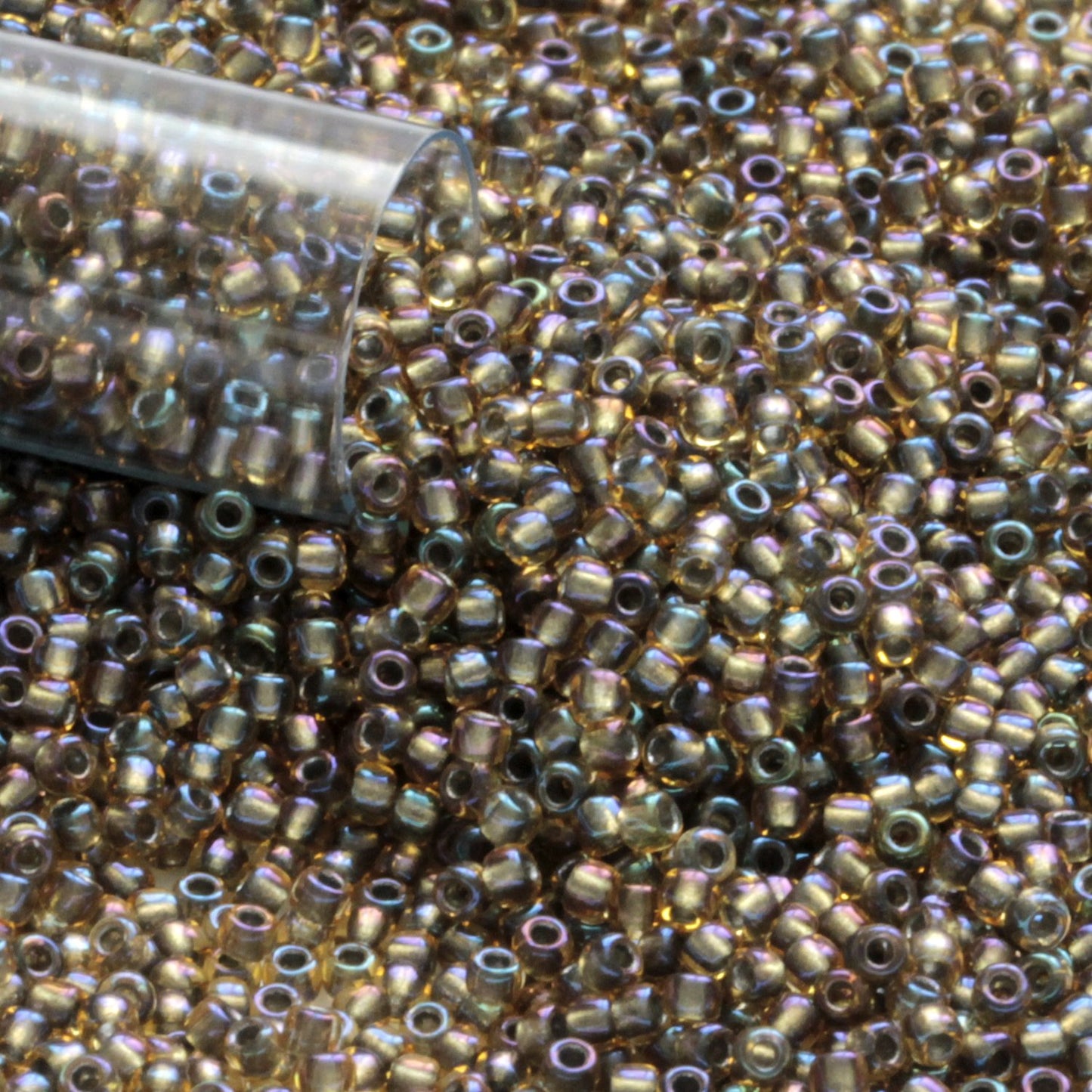 11/0 TR-281 Topaz Rainbow Olive-vine Lined Round Toho Seed Beads - Beading Supply - Kalitheo Jewellery