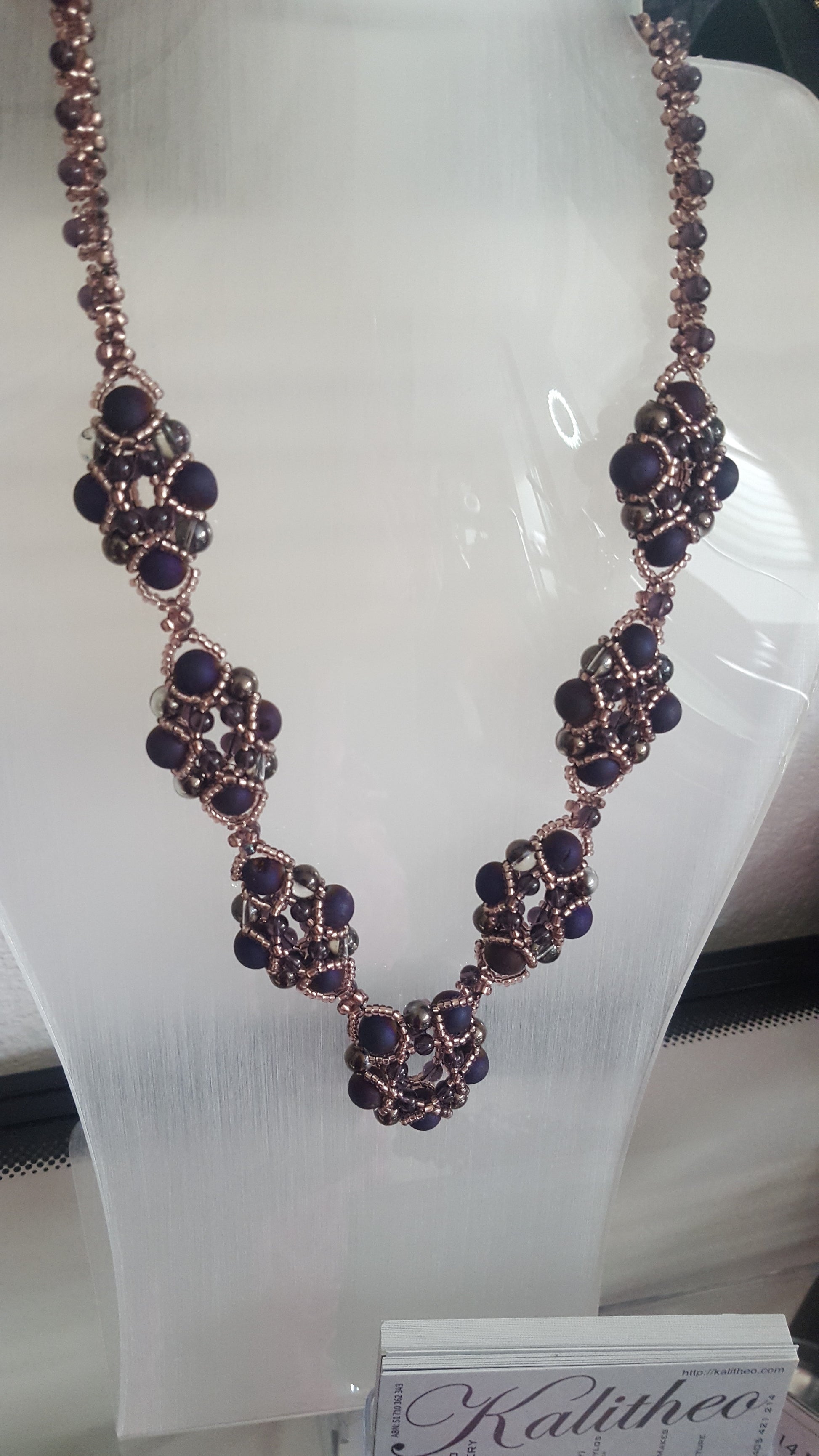 Evening Wonder - Purple Agate Gemstone Beaded Necklace | KJ-330N Handmade Necklace - Kalitheo Jewellery