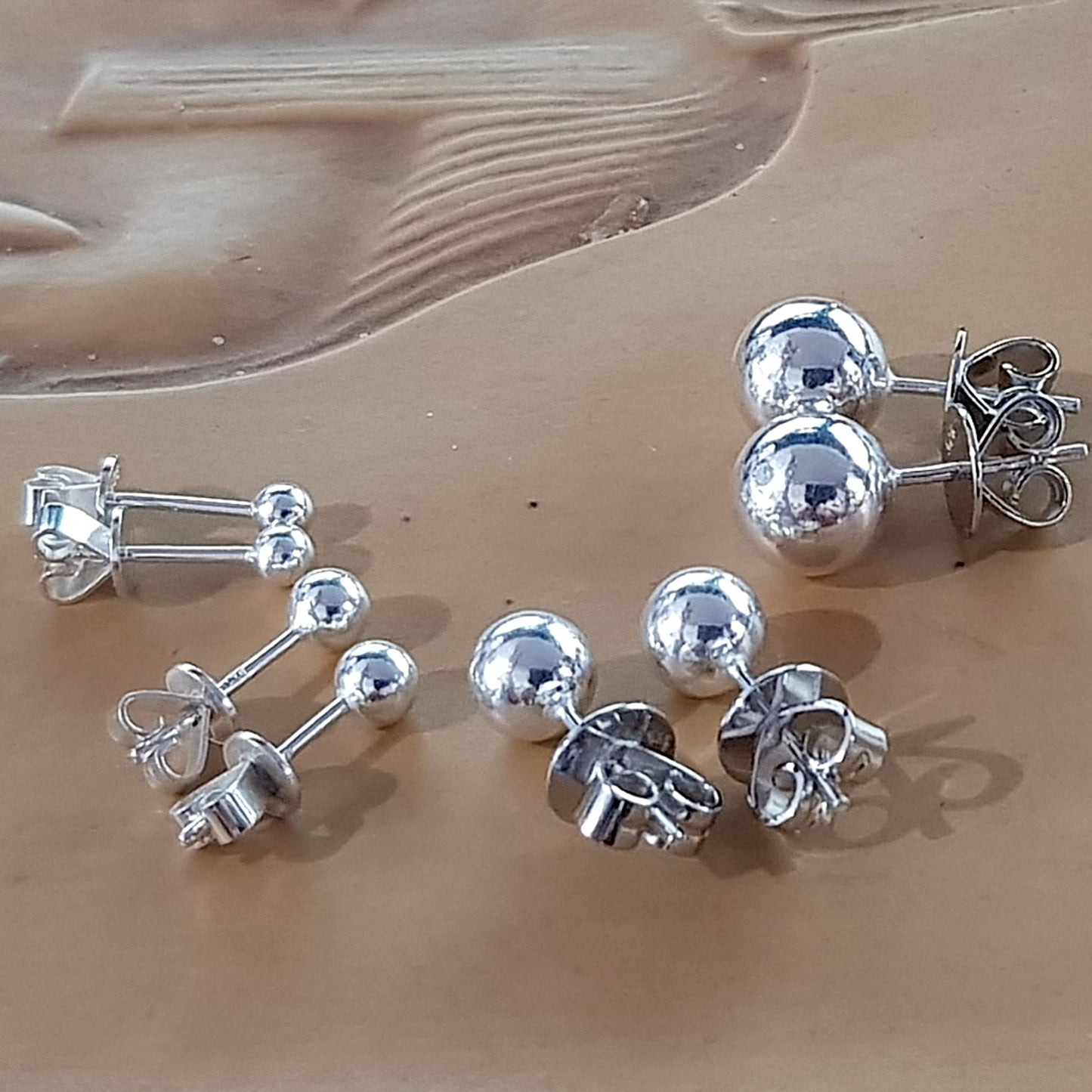 Sterling Silver 925 Ball Stud Earrings | (KJ-372E) - Kalitheo Jewellery