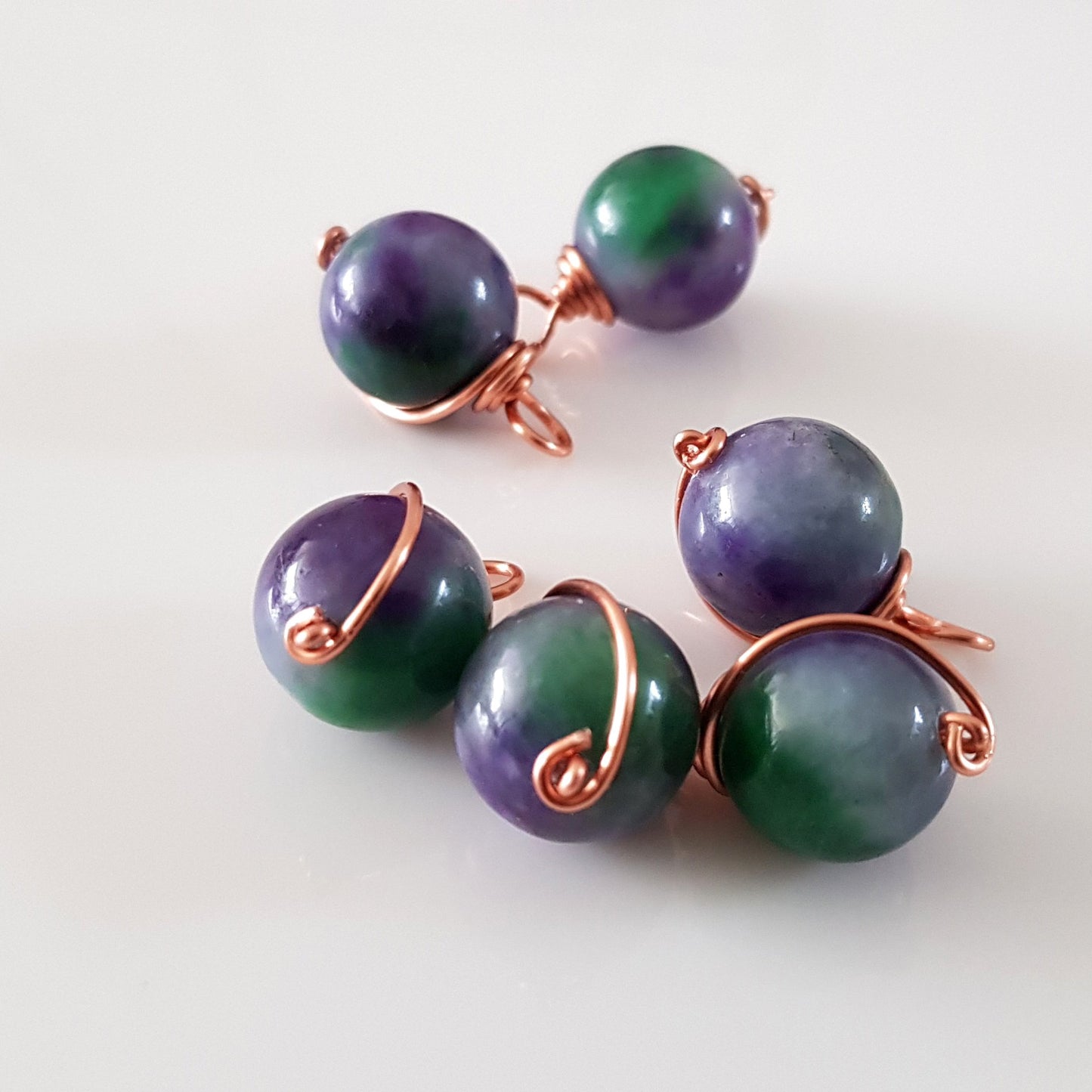 Copper Wrapped Dyed Stone 12 mm Drop/Dangle | WC-002D | Jewellery Making Supply - Kalitheo Jewellery