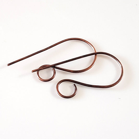 Ear Wires, Oxidised Copper Large Shepherds Hooks - Jewellery Making Supply (F-C008/EH ) - Kalitheo Jewellery