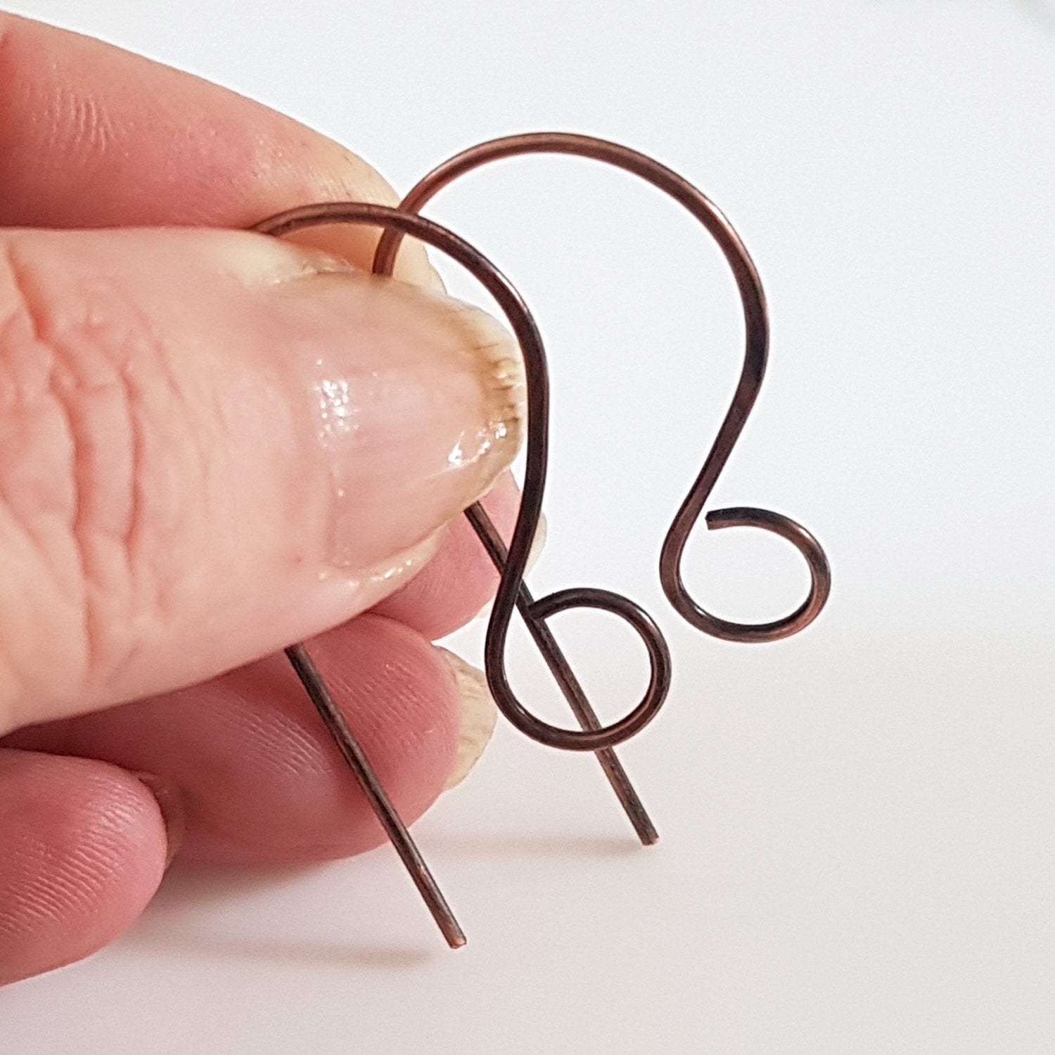 Ear Wires, Oxidised Copper Large Shepherds Hooks - Jewellery Making Supply (F-C008/EH ) - Kalitheo Jewellery