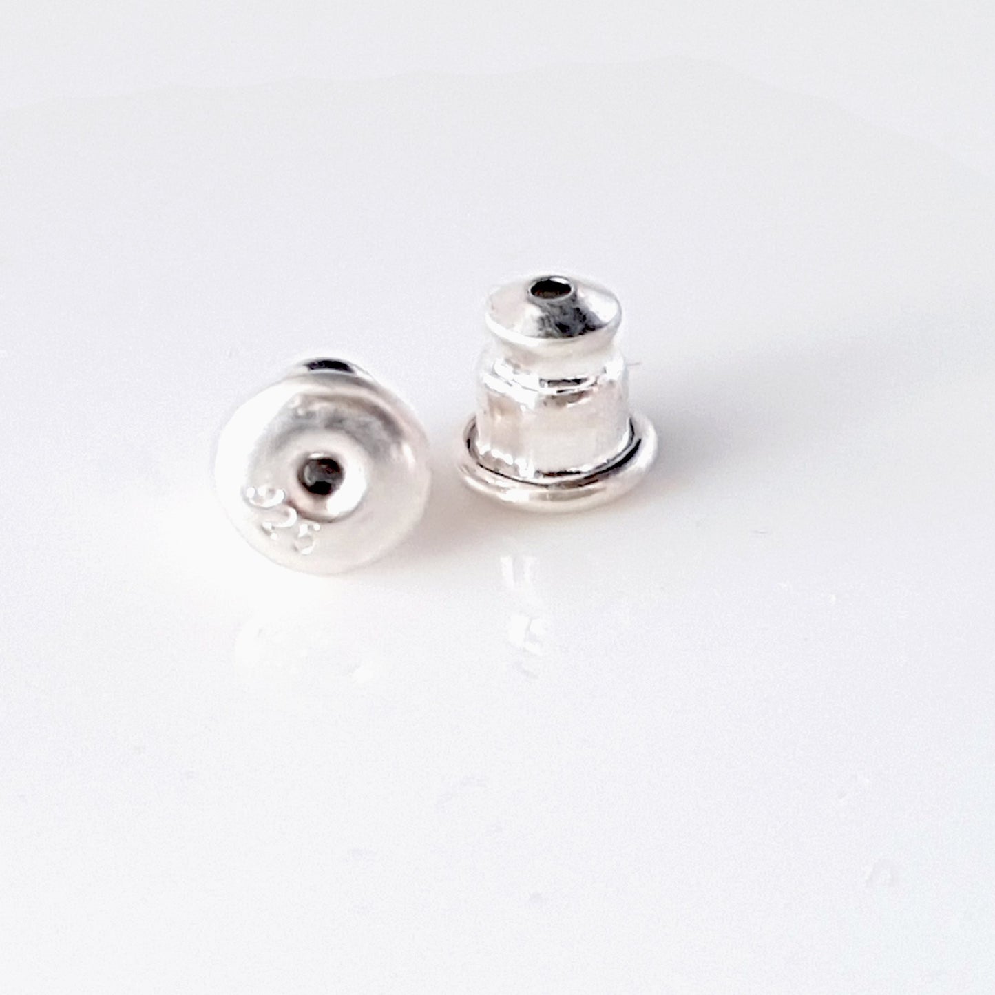 Sterling Silver Bullet Style Ear Backs with Memory Rubber Inserts | SS-007B/EB | Earring Finding - Kalitheo