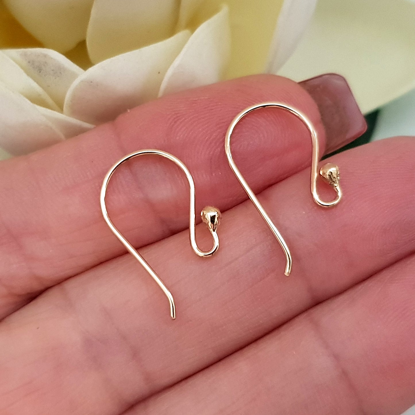 Handmade 9ct Yellow Gold Shepherd Hook Style Ear Hooks | YG9-011EH | Earring Making Supply | Kalitheo