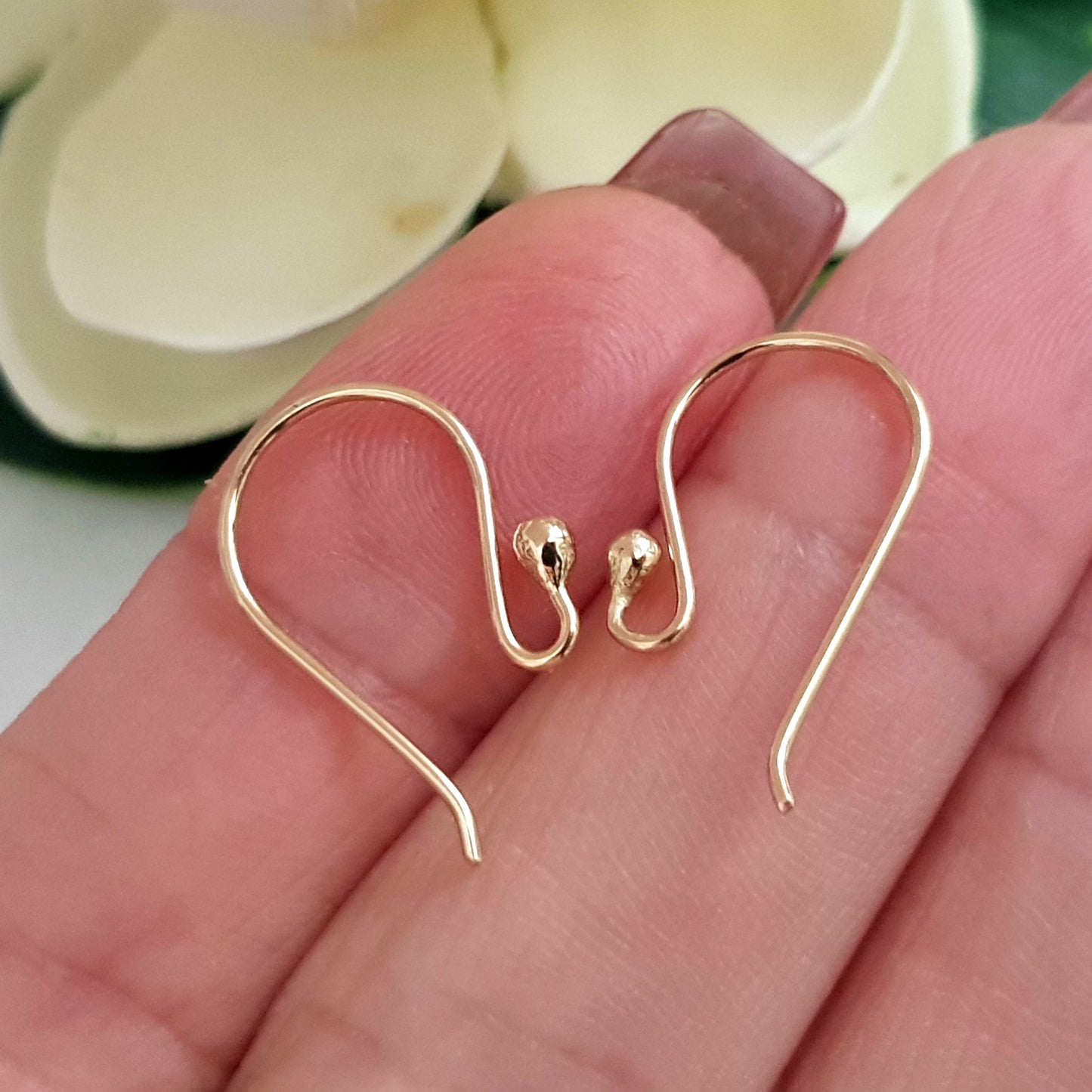 Handmade 9ct Yellow Gold Shepherd Hook Style Ear Hooks | YG9-011EH | Earring Making Supply | Kalitheo