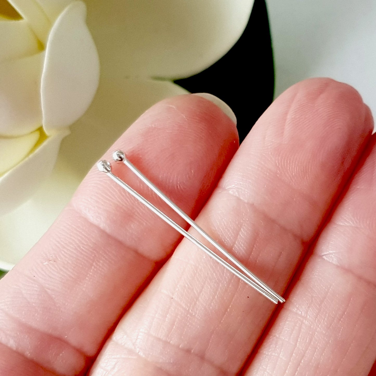Ball Headpins 30 mm in silver 925 0.7 mm - Handmade Kalitheo Findings