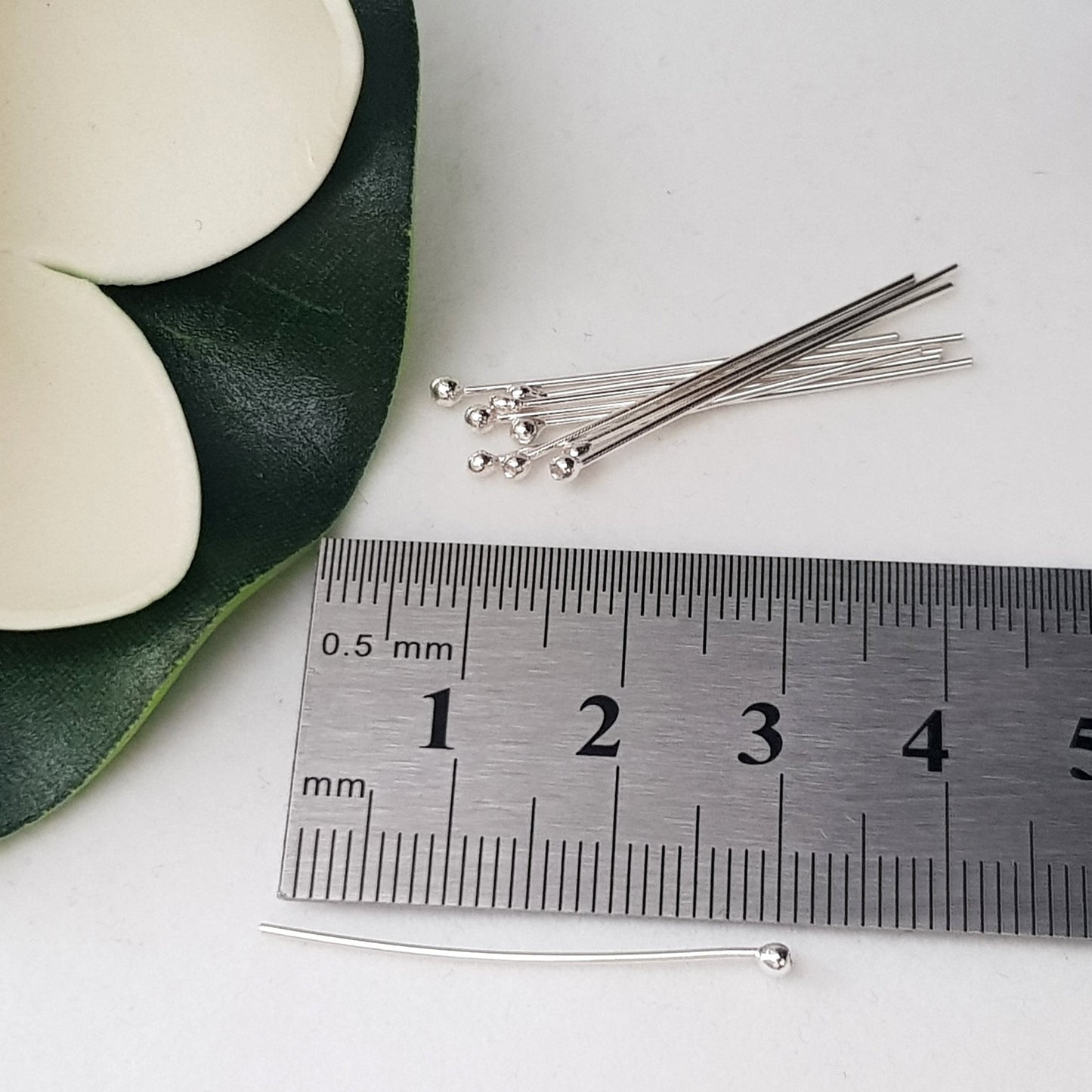 30 mm Handmade Ball Headpins - 0.7 mm Silver 925 | Kalitheo Findings