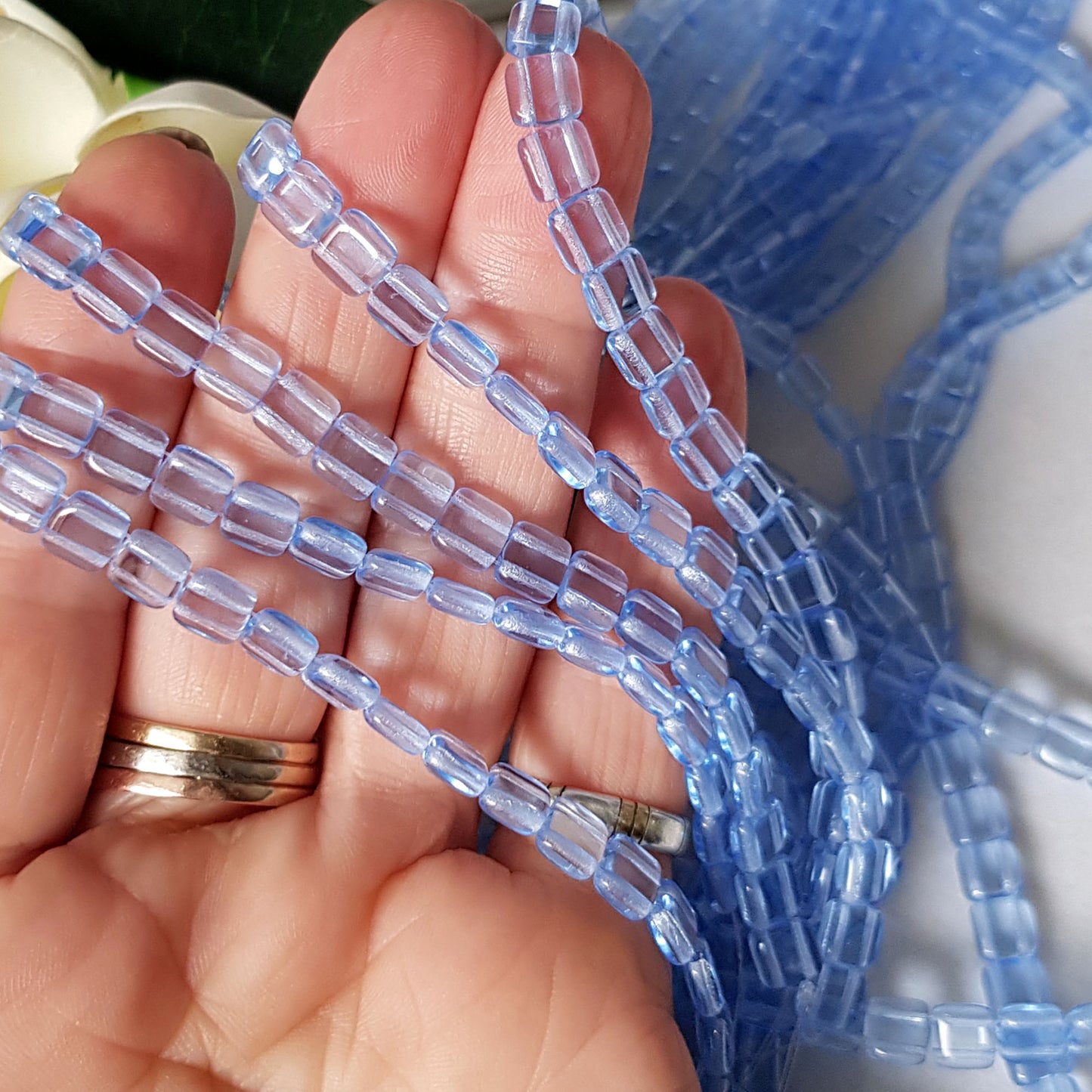Tile Lt Sapphire Transparent 6mm CzechMate Beads | CZMTile-3002 | Beading Supply