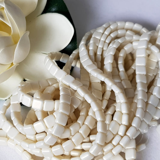 Tile Ivory Sueded Gold 6mm CzechMate Beads | CZMTile-MSG83529 | Beading Supply