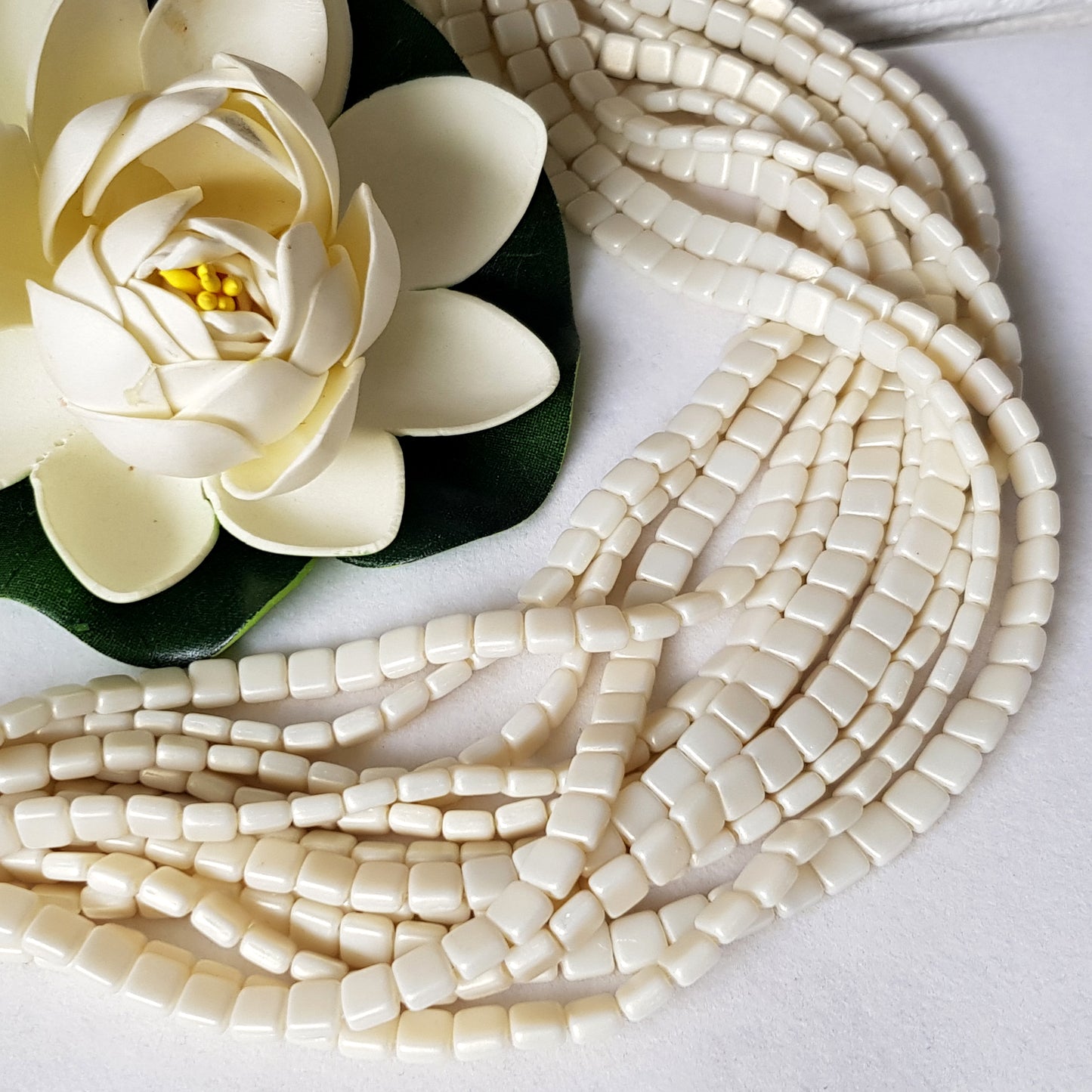 Tile Ivory Sueded Gold 6mm CzechMate Beads | CZMTile-MSG83529 | Beading Supply