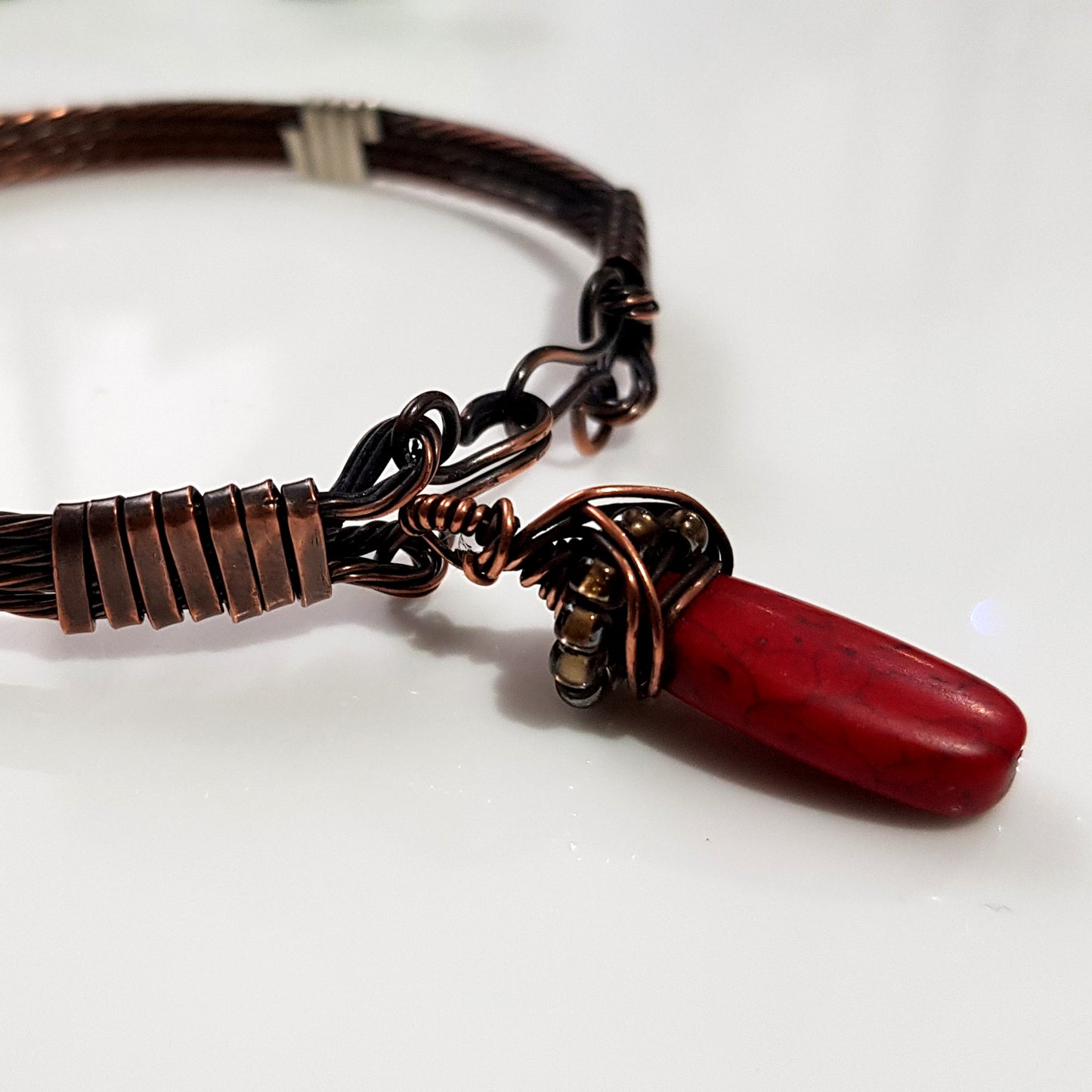Red Howlite Wrapped Teardrop Handmade Drop Bead | WC-007D | Jewellery Supply - Kalitheo Jewellery