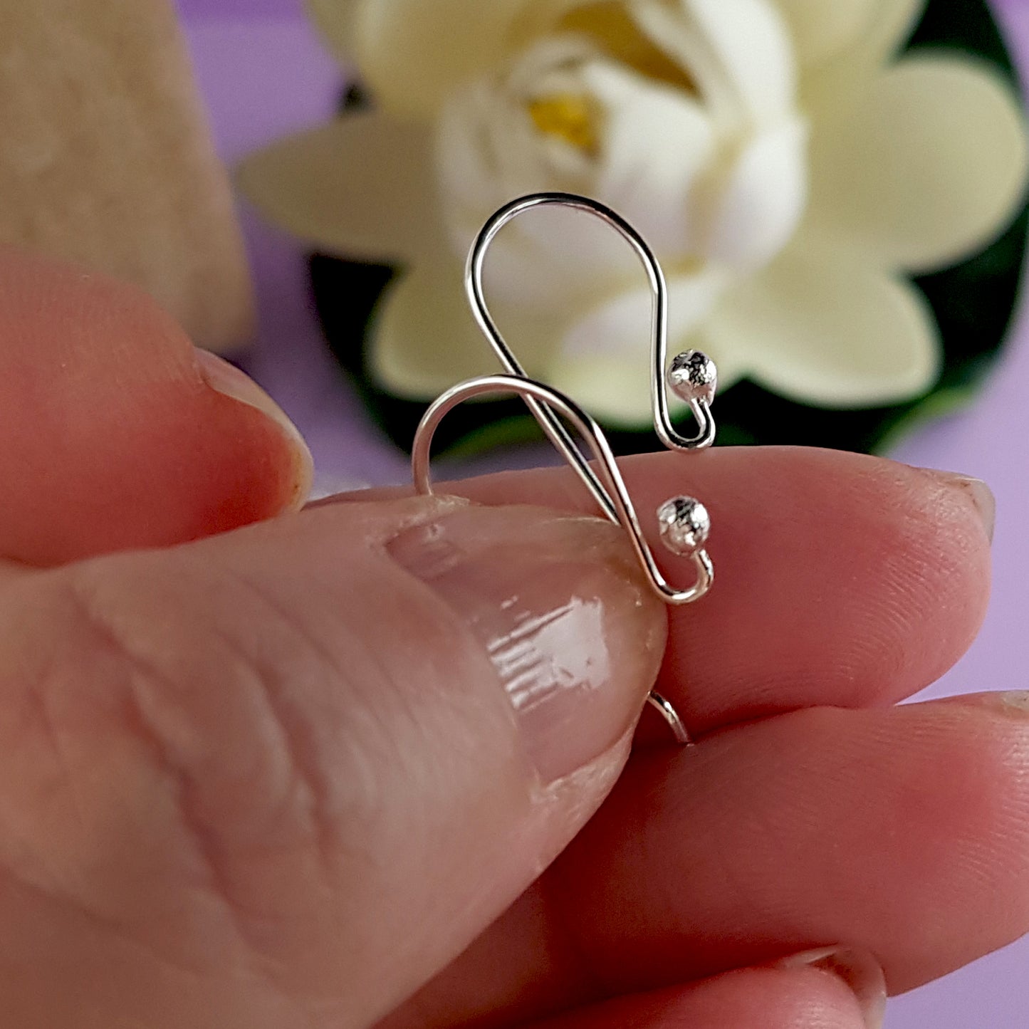 Handmade Argentum 940 Sterling Silver Ear Hooks – 20mm Shepherd Hook Style, | SS-011EH | Earring Making Supply - Kalitheo Jewellery
