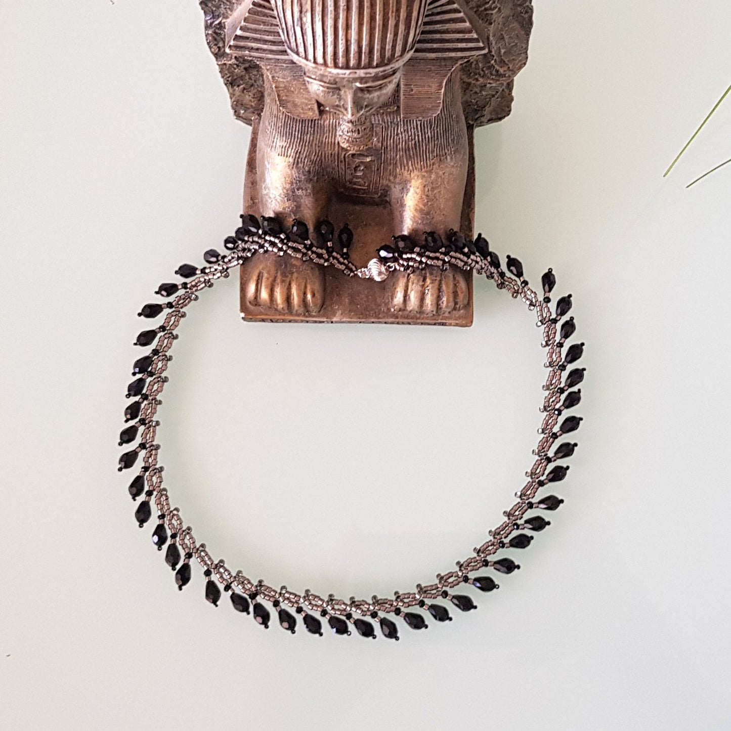 Classic Teardrop Beauty - Black Teardrop Fringe Silver Necklace | (KJ-399N) Handmade Necklace - Kalitheo Jewellery