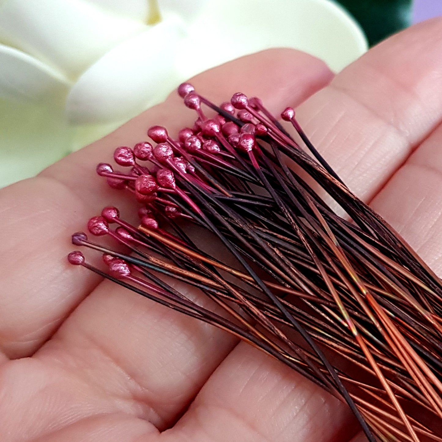 Rosy Fire Oxidized Ball Handmade Headpins | C-009HP | Jewellery Making Supply - Kalitheo Jewellery