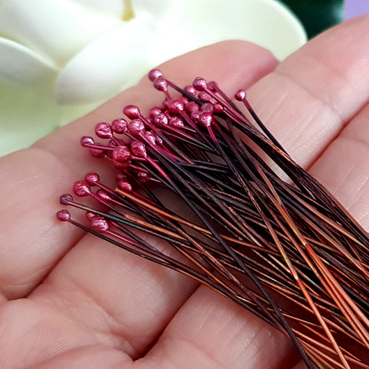 Rosy Fire Oxidized Ball Handmade Headpins | C-009HP | Jewellery Making Supply - Kalitheo Jewellery