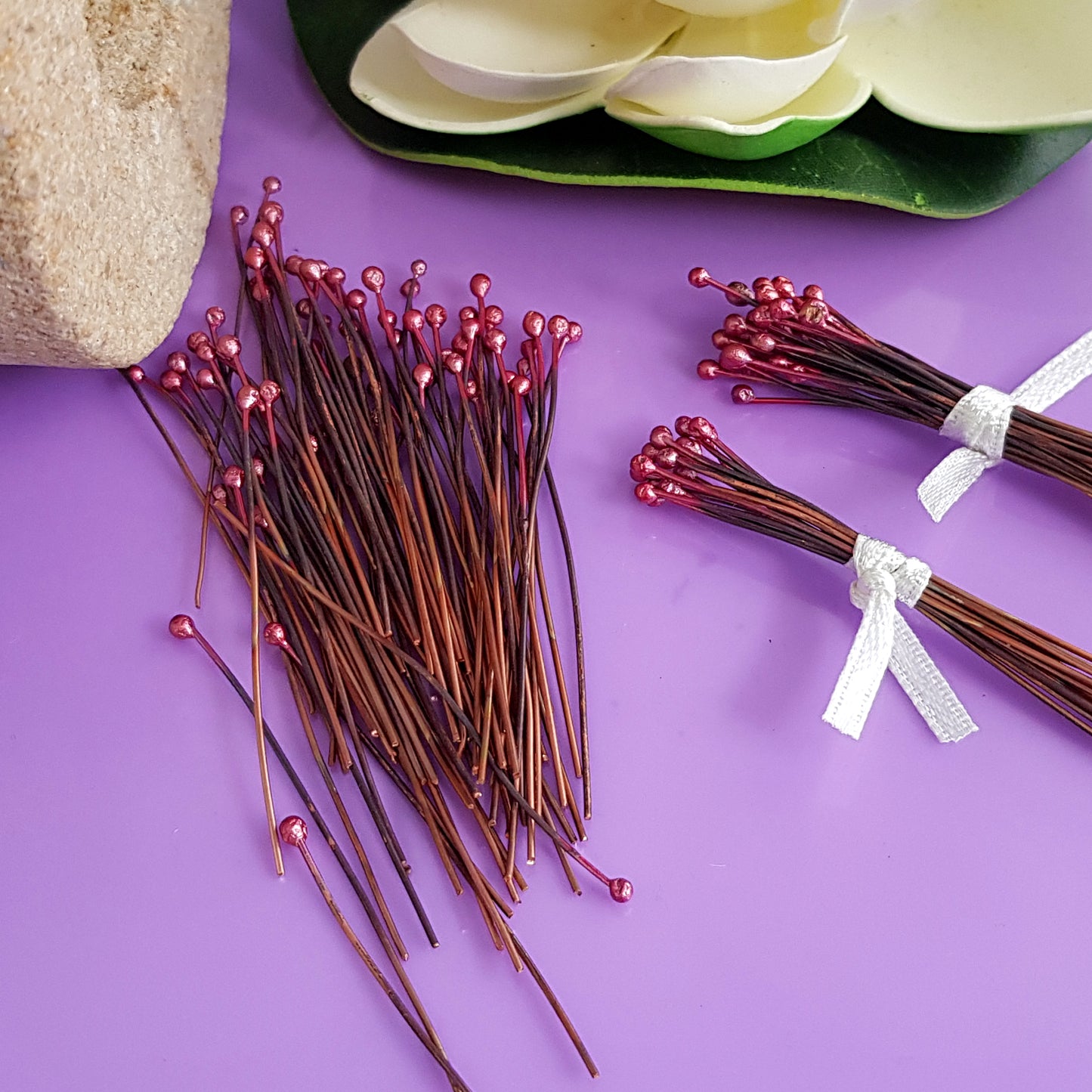 Rosy Fire Oxidized Ball Handmade Headpins | C-009HP | Jewellery Making Supply - Kalitheo Jewellery