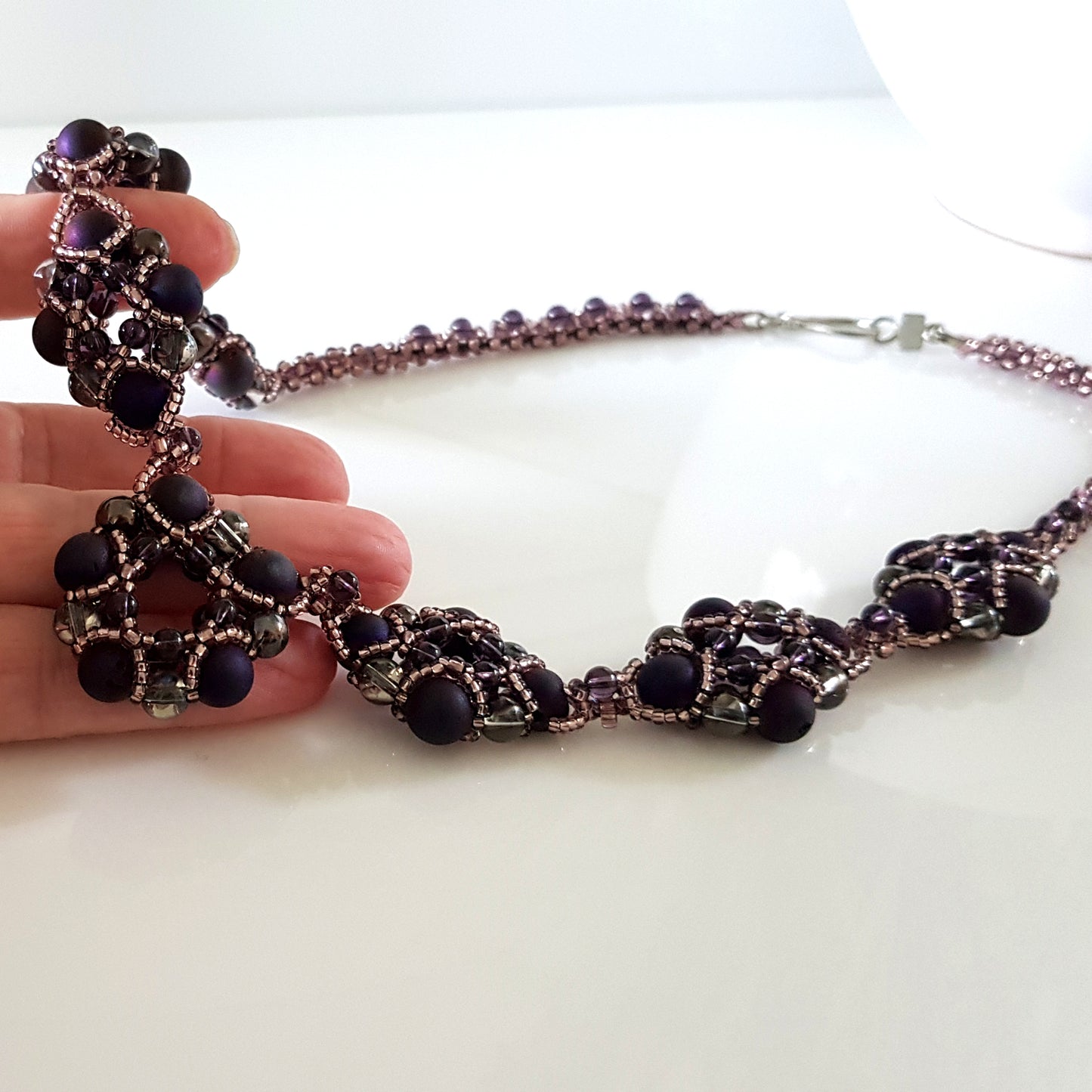 Evening Wonder - Purple Agate Gemstone Beaded Necklace | KJ-330N Handmade Necklace - Kalitheo Jewellery