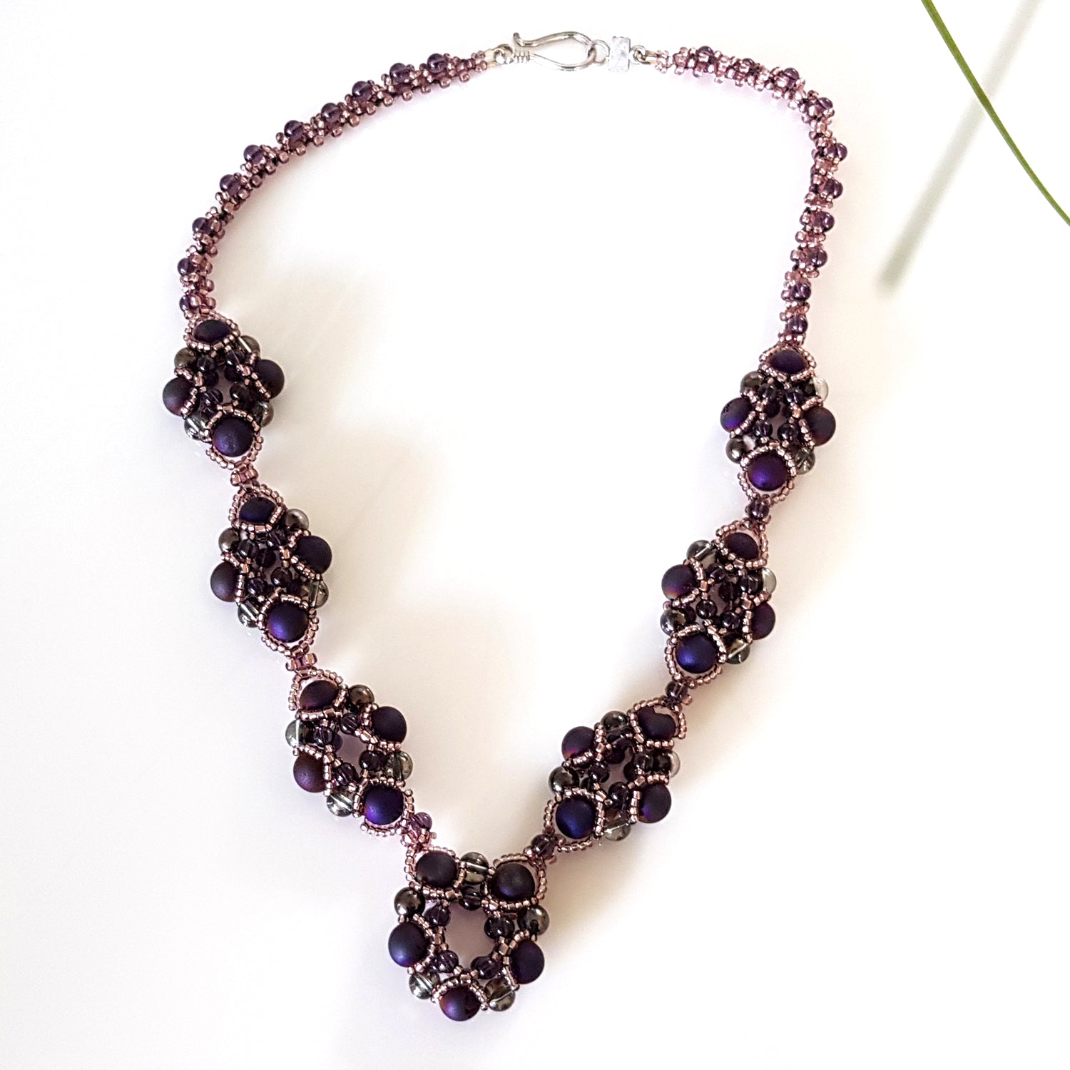 Evening Wonder - Purple Agate Gemstone Beaded Necklace | KJ-330N Handmade Necklace - Kalitheo Jewellery