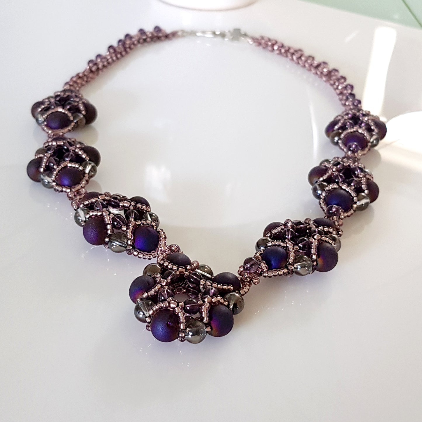 Evening Wonder - Purple Agate Gemstone Beaded Necklace | KJ-330N Handmade Necklace - Kalitheo Jewellery