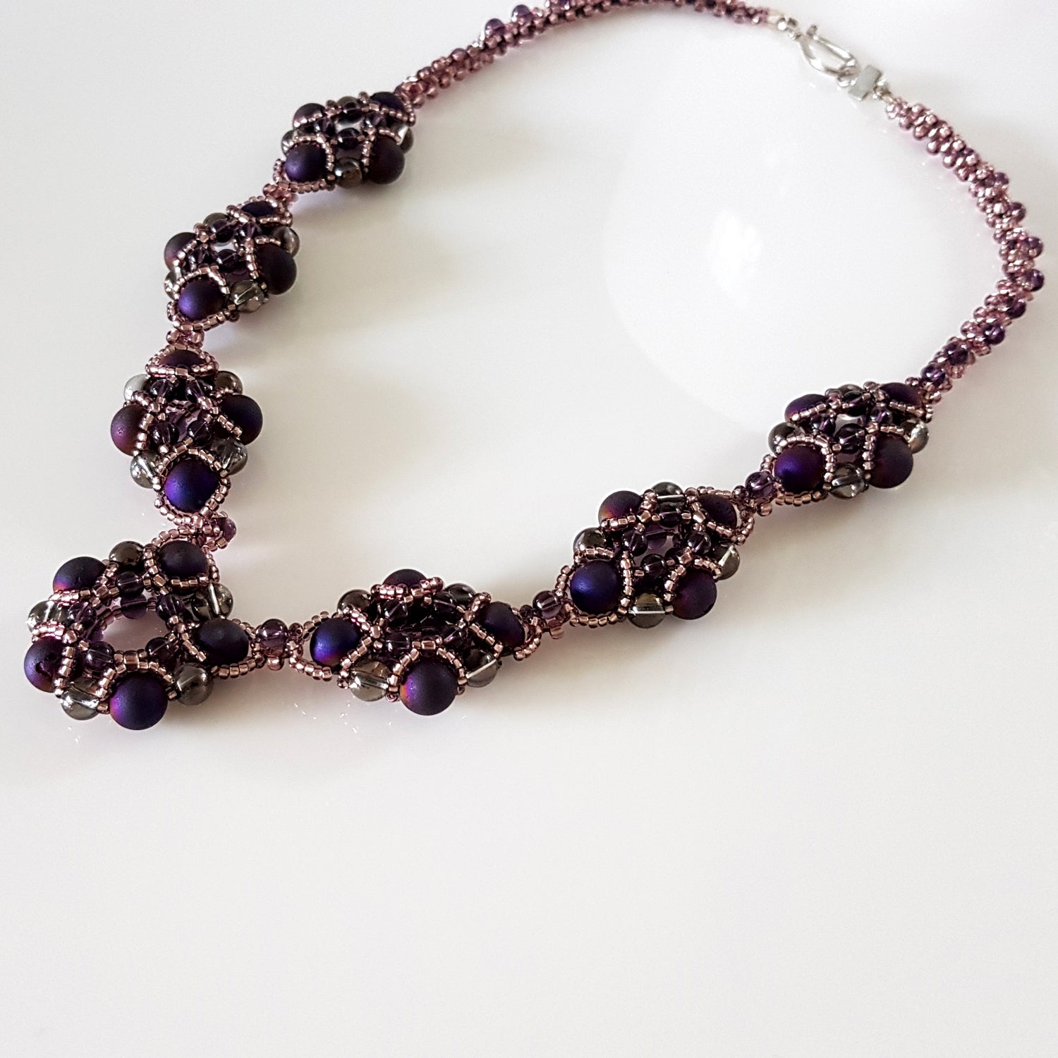 Evening Wonder - Purple Agate Gemstone Beaded Necklace | KJ-330N Handmade Necklace - Kalitheo Jewellery