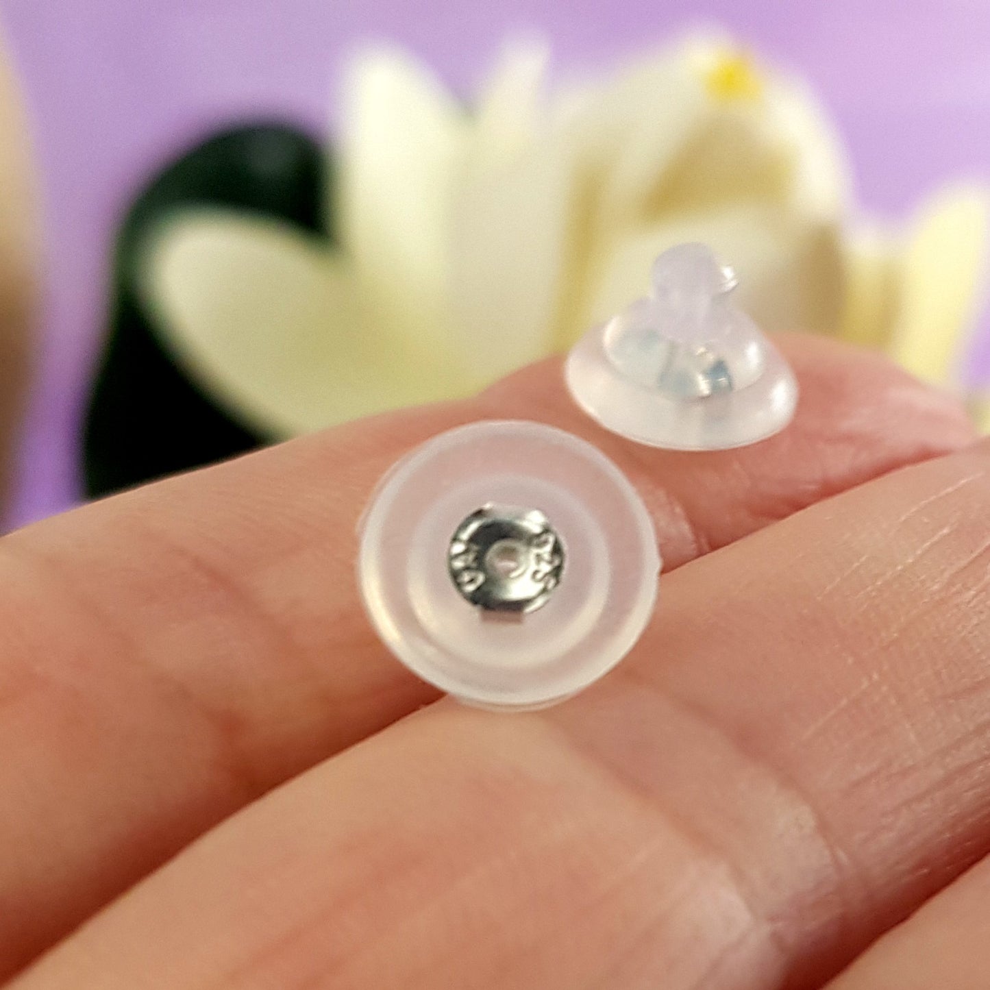 Silicone Medium Butterfly Backs White Gold Insert | WG18-009M | Jewellery Making Supply - Kalitheo Jewellery