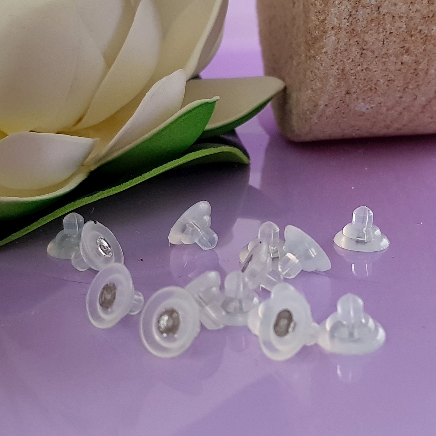 Silicone Medium Butterfly Backs Sterling Silver Insert | SS-009M | Jewellery Making Supply - Kalitheo Jewellery
