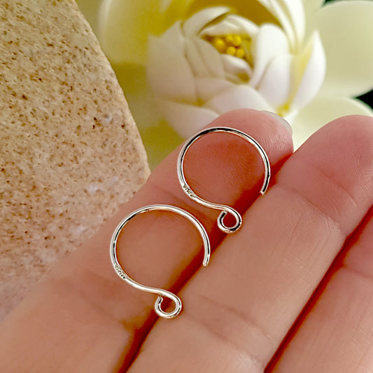 Circle Ear Wires/Hooks (BULK 10 pcs) Silver .999 Handmade | FS-016EH-5 | Jewellery Making Supply - Kalitheo Jewellery