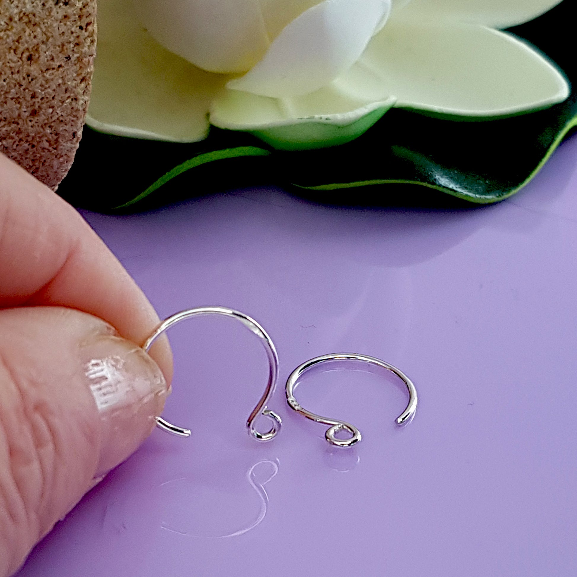 Circle Ear Wires/Hooks (BULK 10 pcs) Silver .999 Handmade | FS-016EH-5 | Jewellery Making Supply - Kalitheo Jewellery