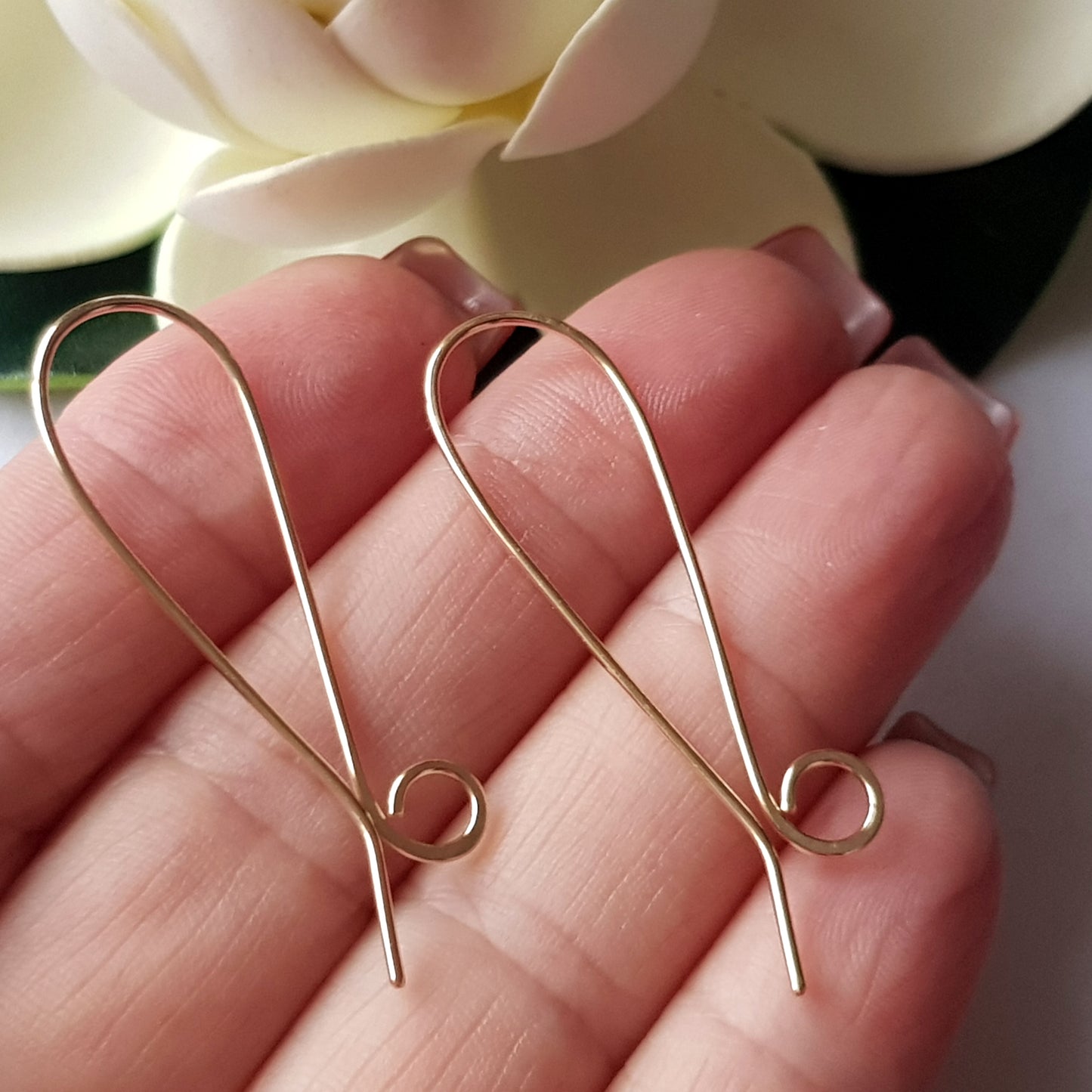Earring Hooks:- Statement Long Shepherds Hook Handmade Earring Wires Gold-Filled 14k | GF-032EH | Jewellery Making Supply