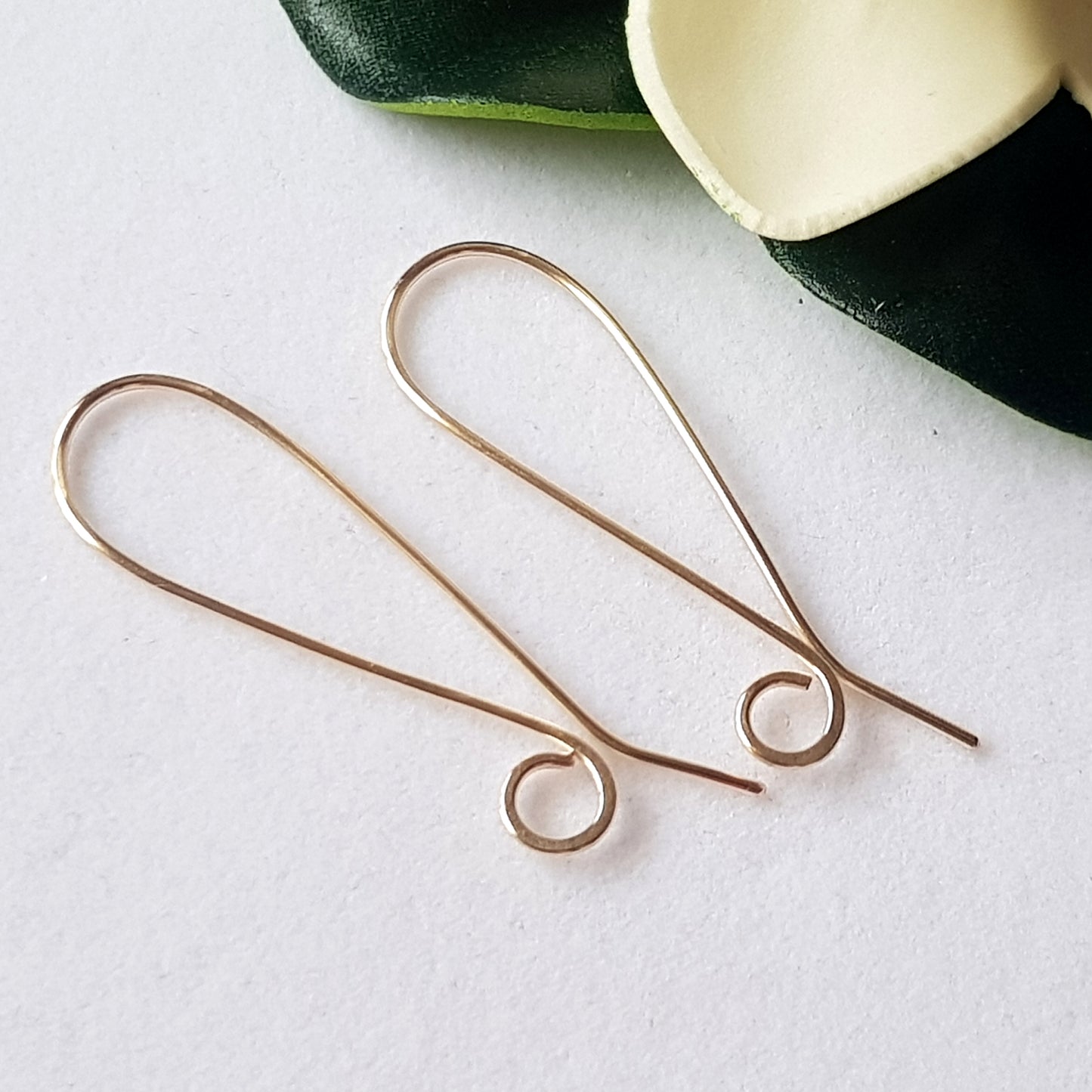 Earring Hooks:- Statement Long Shepherds Hook Handmade Earring Wires Gold-Filled 14k | GF-032EH | Jewellery Making Supply