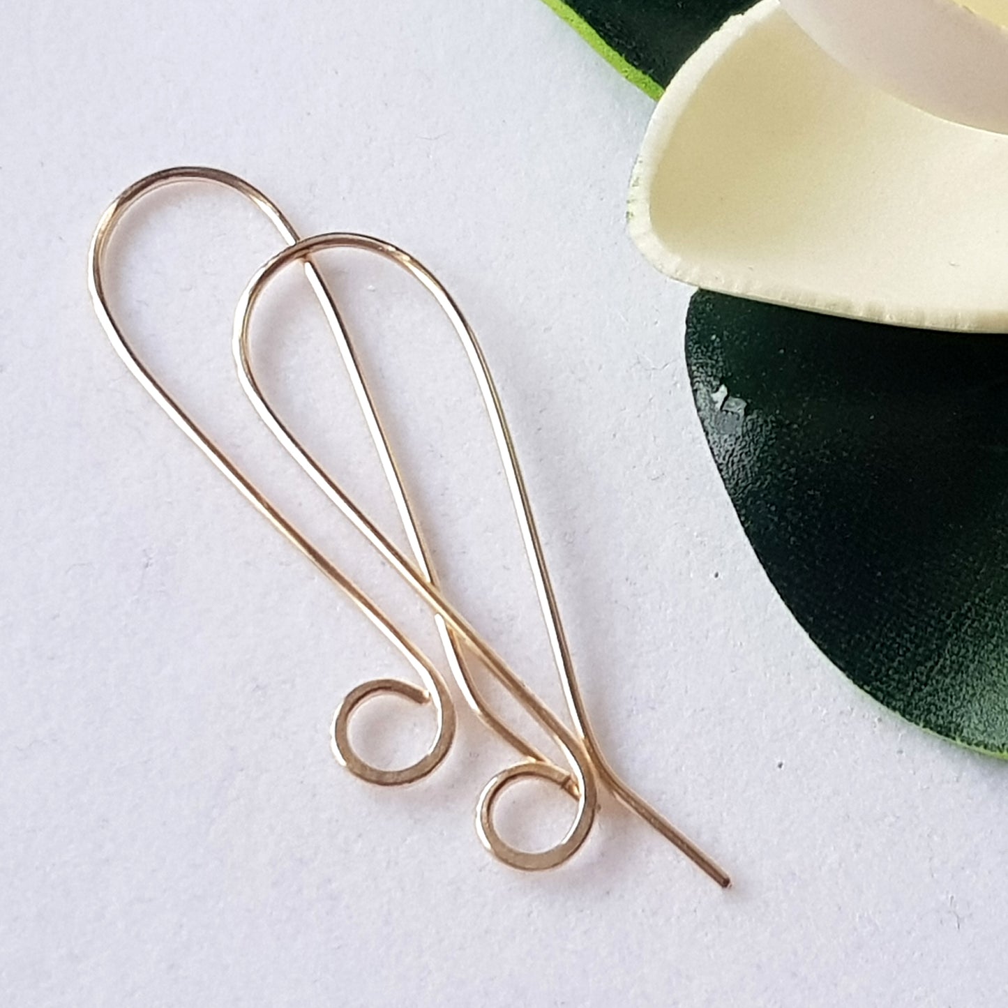 Earring Hooks:- Statement Long Shepherds Hook Handmade Earring Wires Gold-Filled 14k | GF-032EH | Jewellery Making Supply