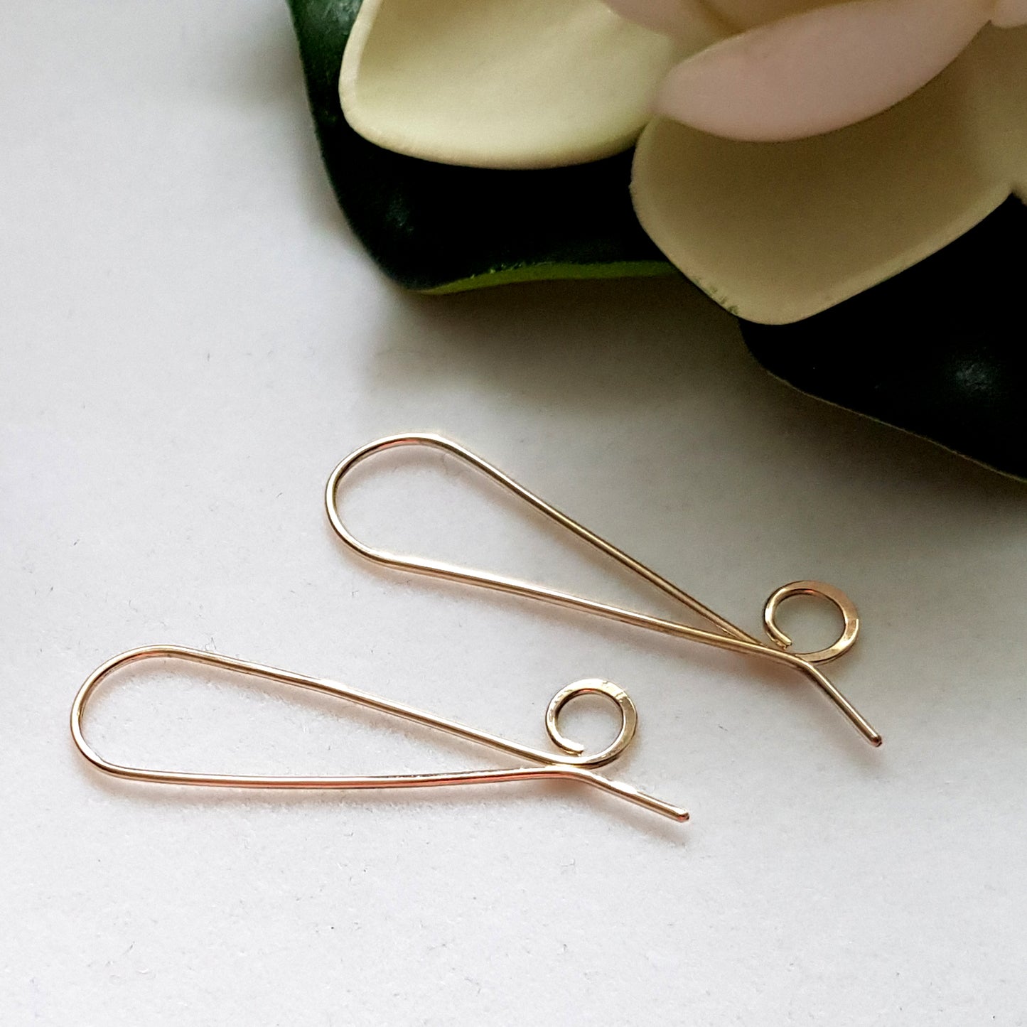 Earring Hooks:-  Statement Long Shepherds Hook Handmade Earring Wires Gold-Filled 14k | GF-032EH | Jewellery Making Supply