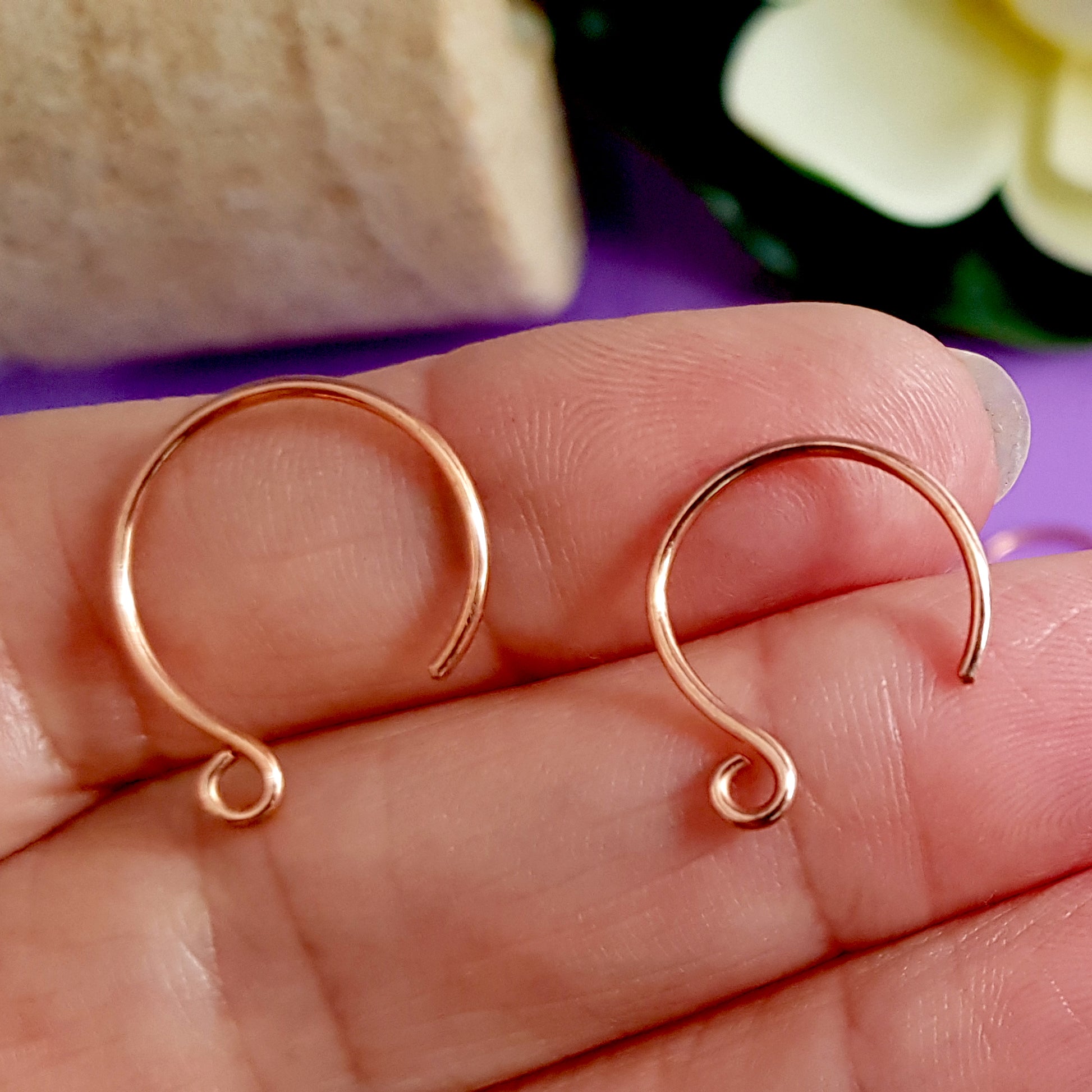 Handmade Copper Circle Ear Wires/Hooks - Jewellery Making Supply (F-C007/EH3) BULK (6 pcs) - Kalitheo Jewellery