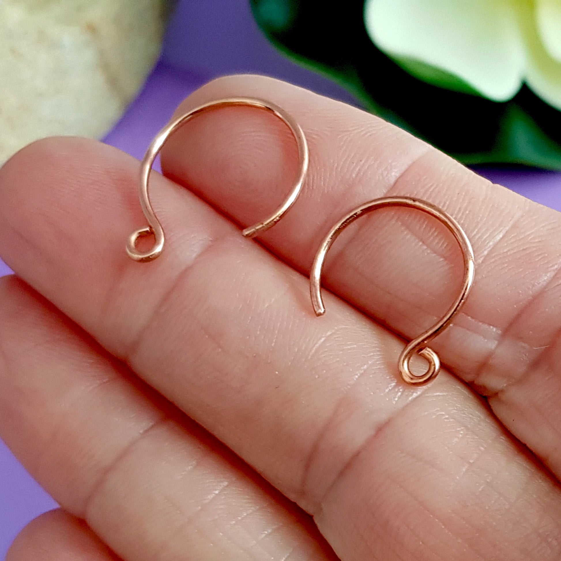 Handmade Copper Circle Ear Wires/Hooks - Jewellery Making Supply (F-C007/EH3) BULK (6 pcs) - Kalitheo Jewellery