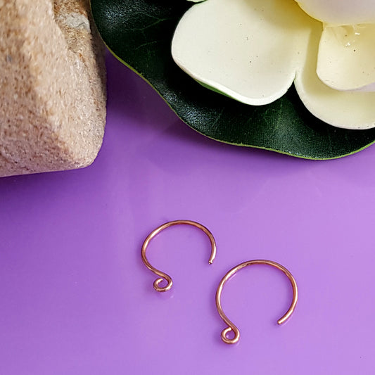 Handmade Copper Circle Ear Wires/Hooks - Jewellery Making Supply (F-C007/EH3) BULK (6 pcs) - Kalitheo Jewellery