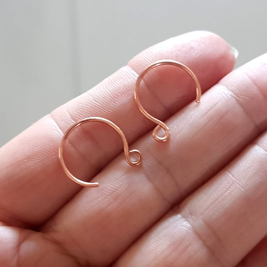 Copper Circle Handmade Earring Wires/Hooks | C-007EH | Jewellery Supply - Kalitheo Jewellery