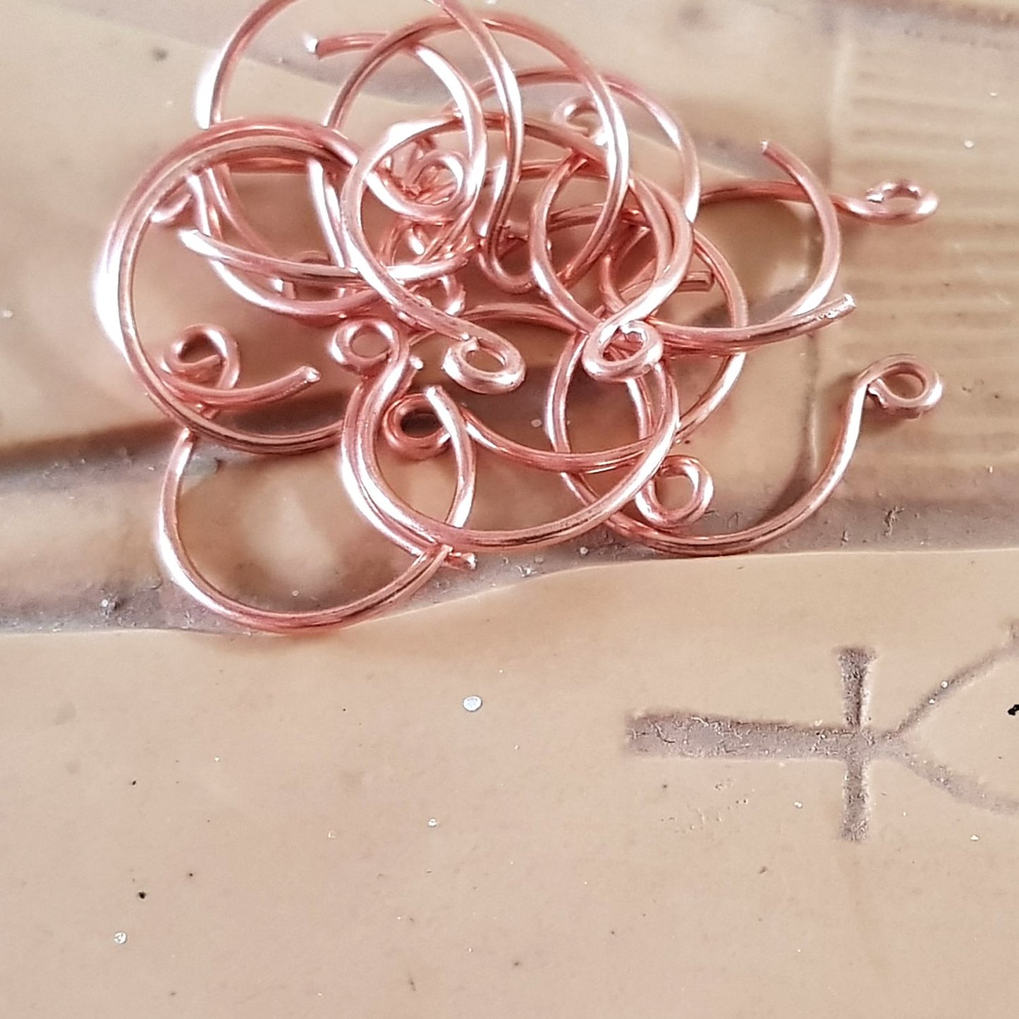 Copper Circle Handmade Earring Wires/Hooks | C-007EH | Jewellery Supply - Kalitheo Jewellery