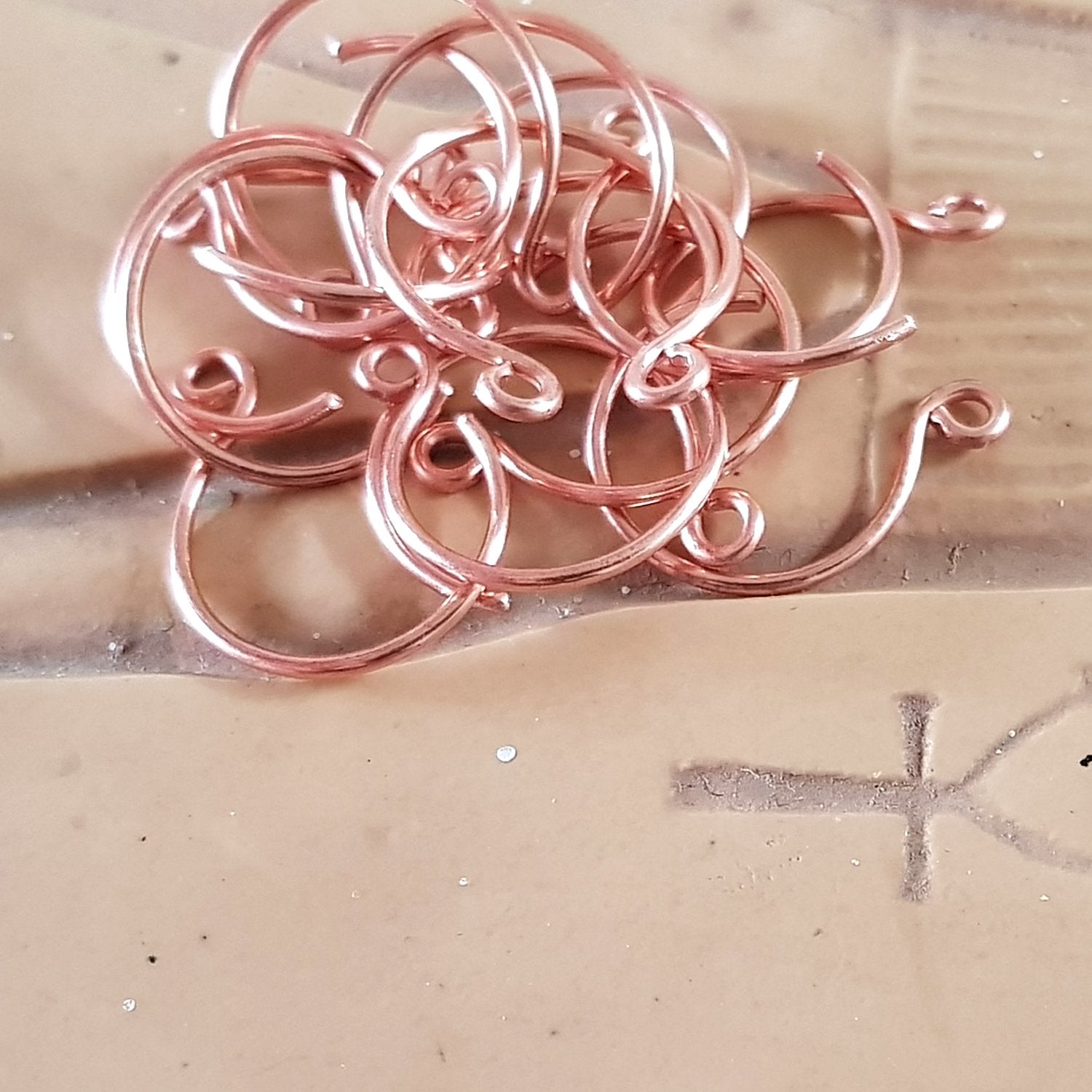 Copper Circle Handmade Earring Wires/Hooks | C-007EH | Jewellery Supply - Kalitheo Jewellery