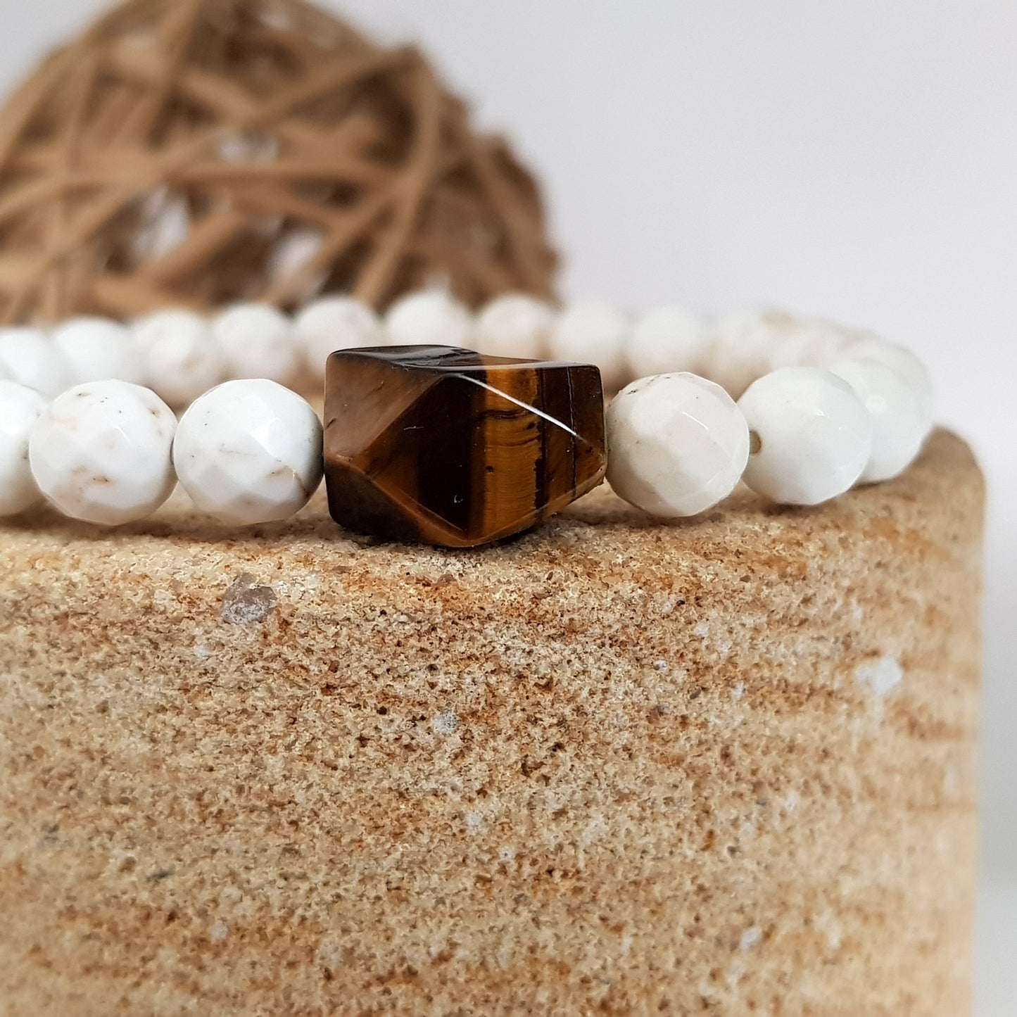 Tiger Eye Nugget! Men's Beaded Bracelet | KJ-312B | Unisex Jewellery - Kalitheo Jewellery