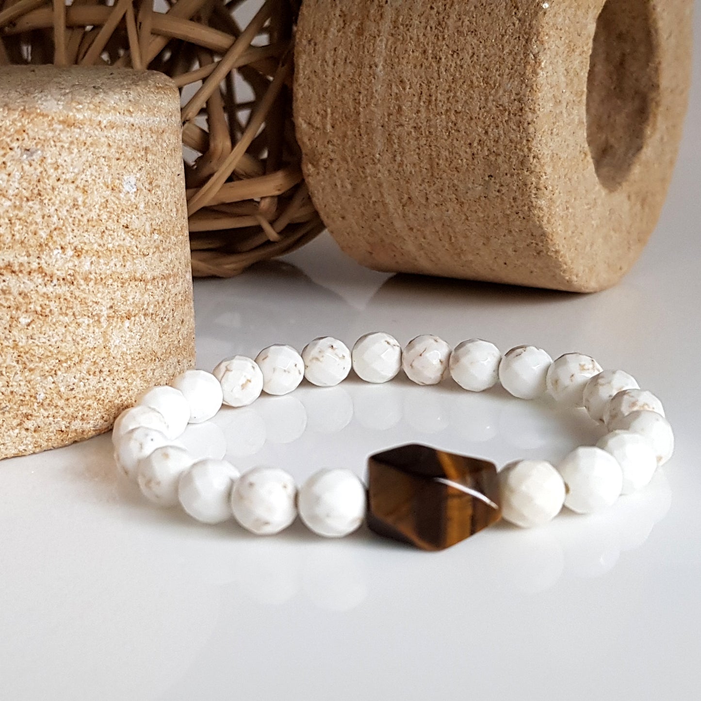 Tiger Eye Nugget! Men's Beaded Bracelet | KJ-312B | Unisex Jewellery - Kalitheo Jewellery