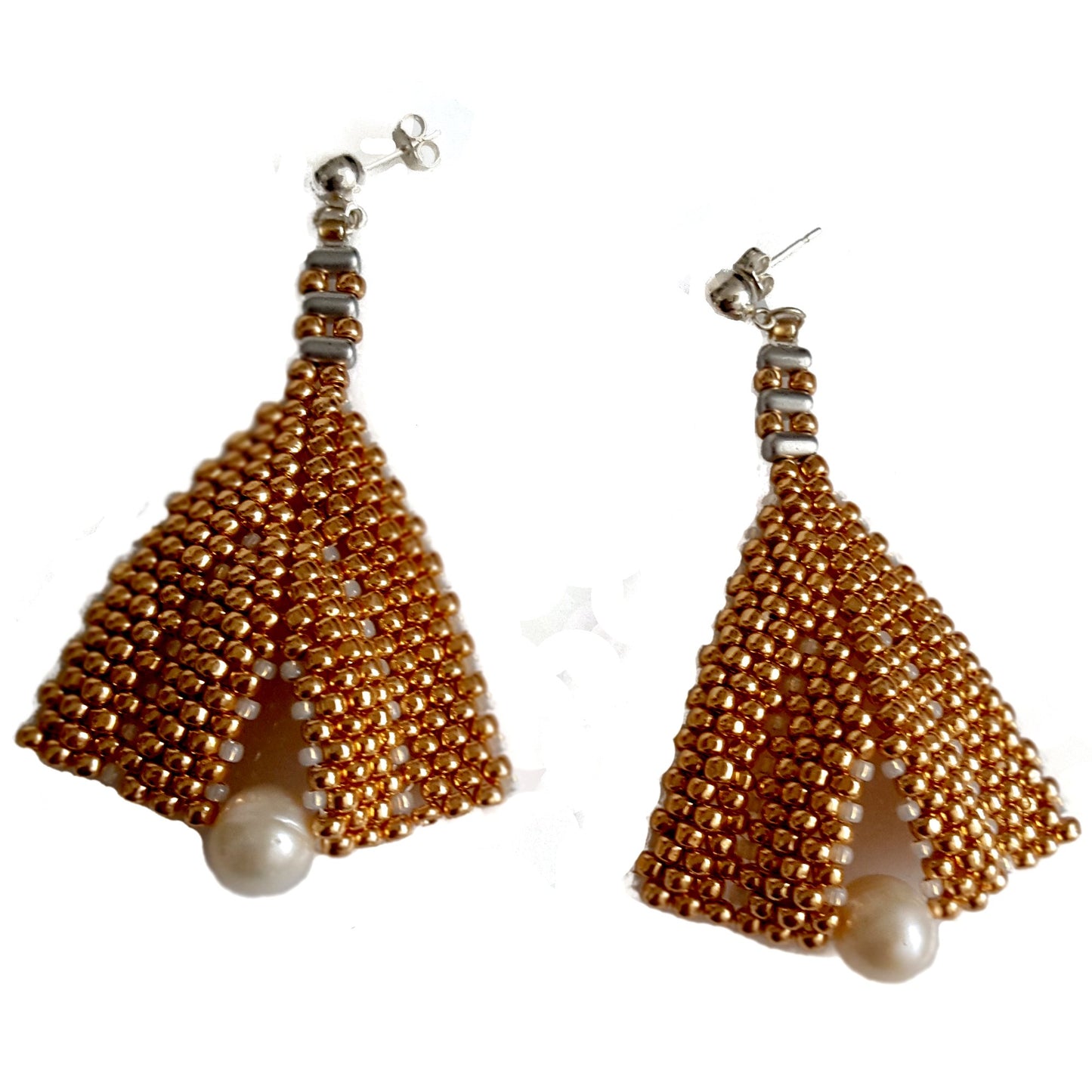 Goddess Leaf Earrings - Rose Gold Beaded | KJ-386E/RG | Designer Artisan Earrings - Kalitheo Jewellery