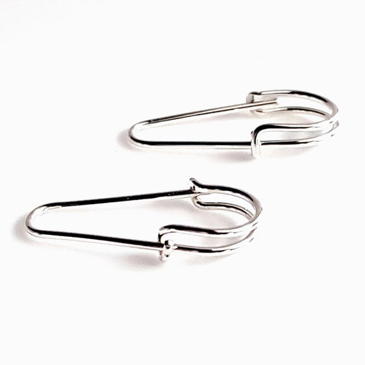 Sterling Silver Artisan Earrings Safety Pin | Kalitheo